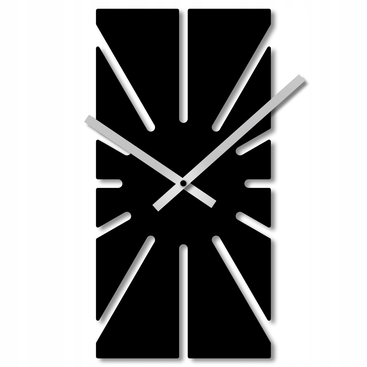 Nástěnné Hodiny 50 cm Dřevěné Nástěnné Hodiny Černé Velké Obdélníkové 3D