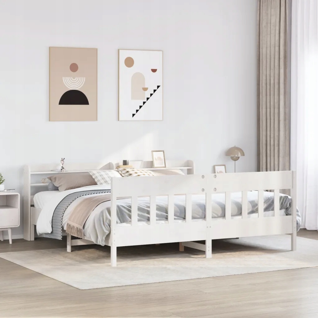 Rám postele bez matrace, bílý, 180x200 cm, masivní borovicové dřevo