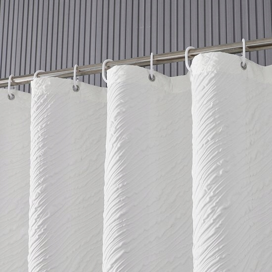 Sprchové závěsy do koupelny s 3D reliéfním mramorem, bílé, textilní