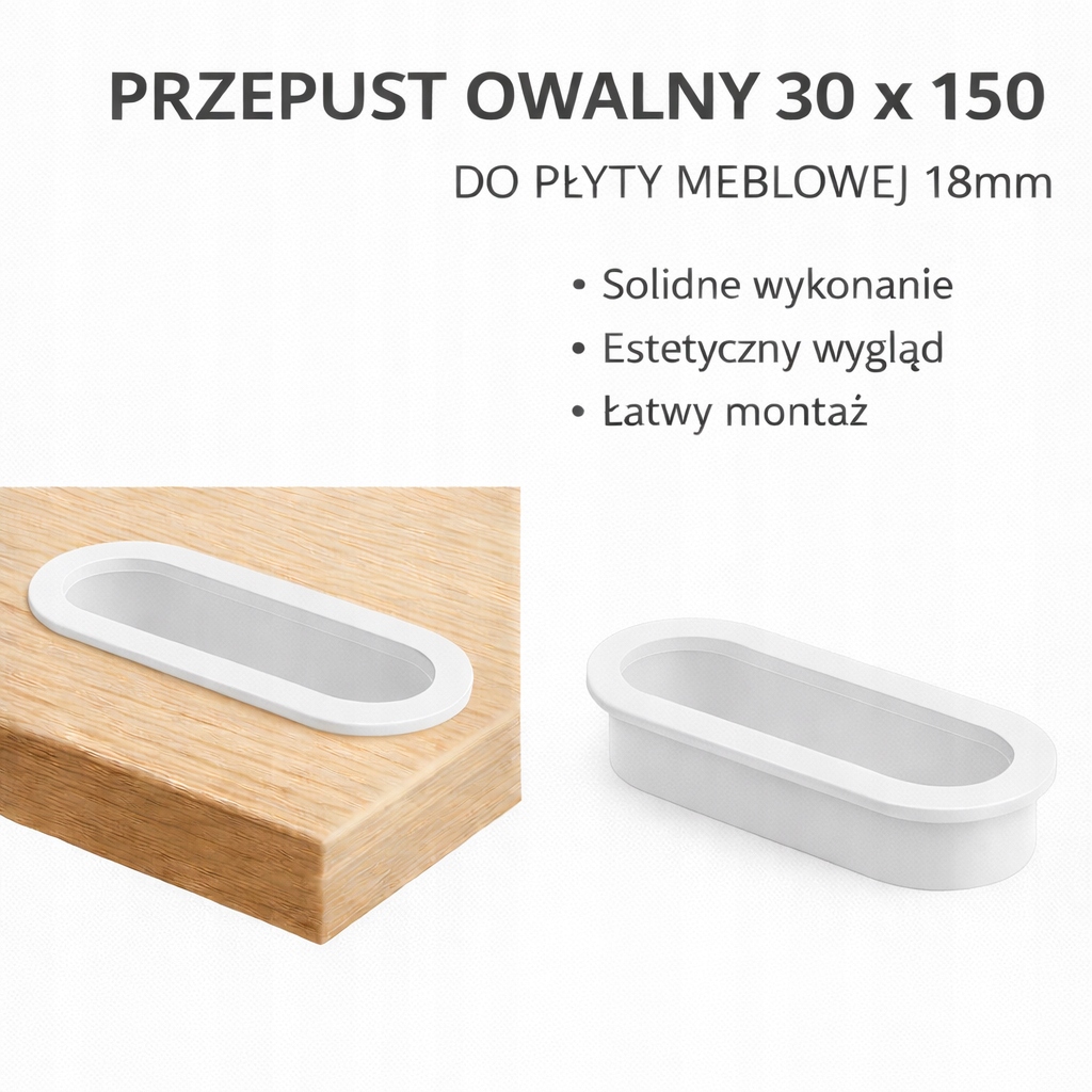 Przepust owalny 30 x 150mm biały
