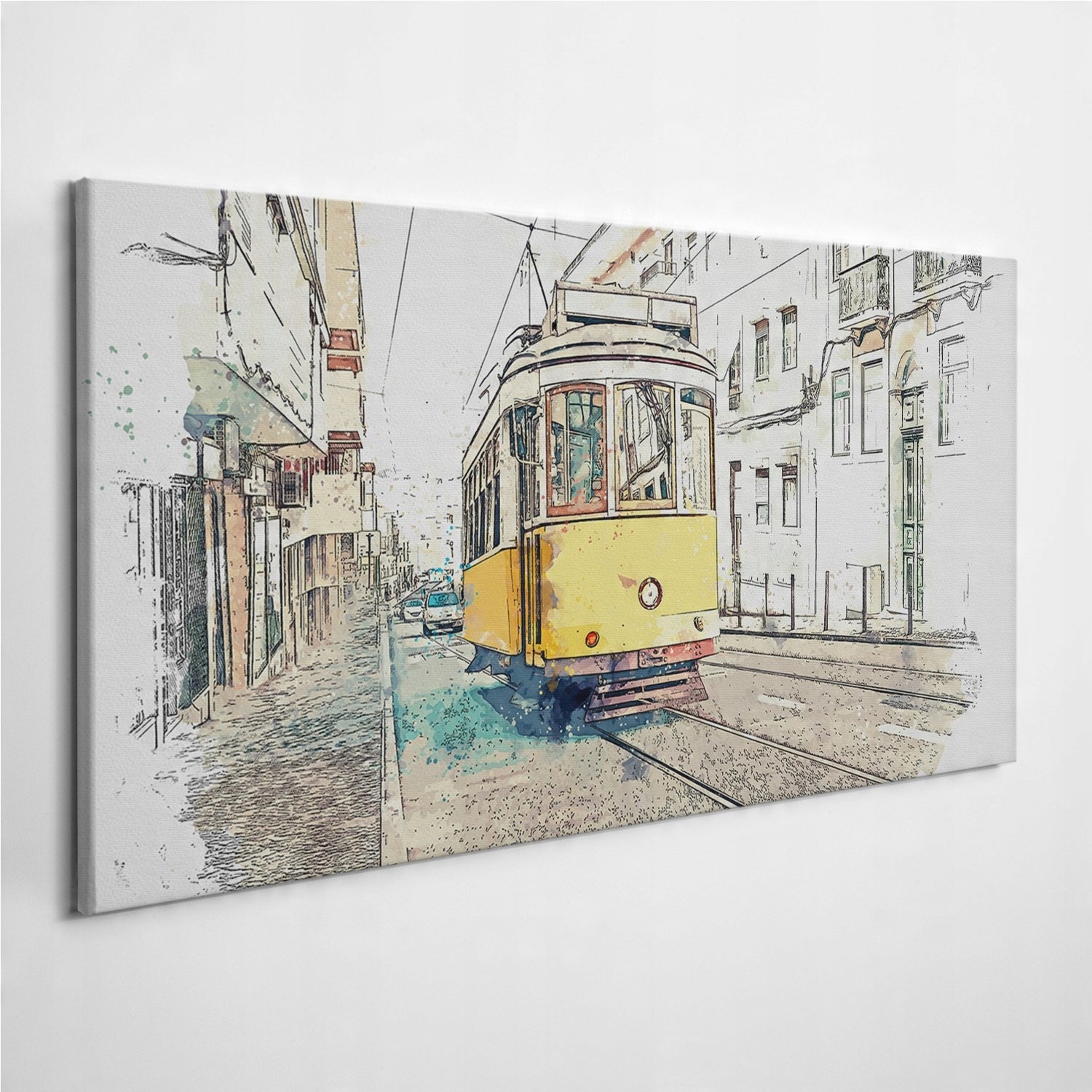 

Zdjęcie na płótnie Tramwaj Miasto Akwarele 100x50