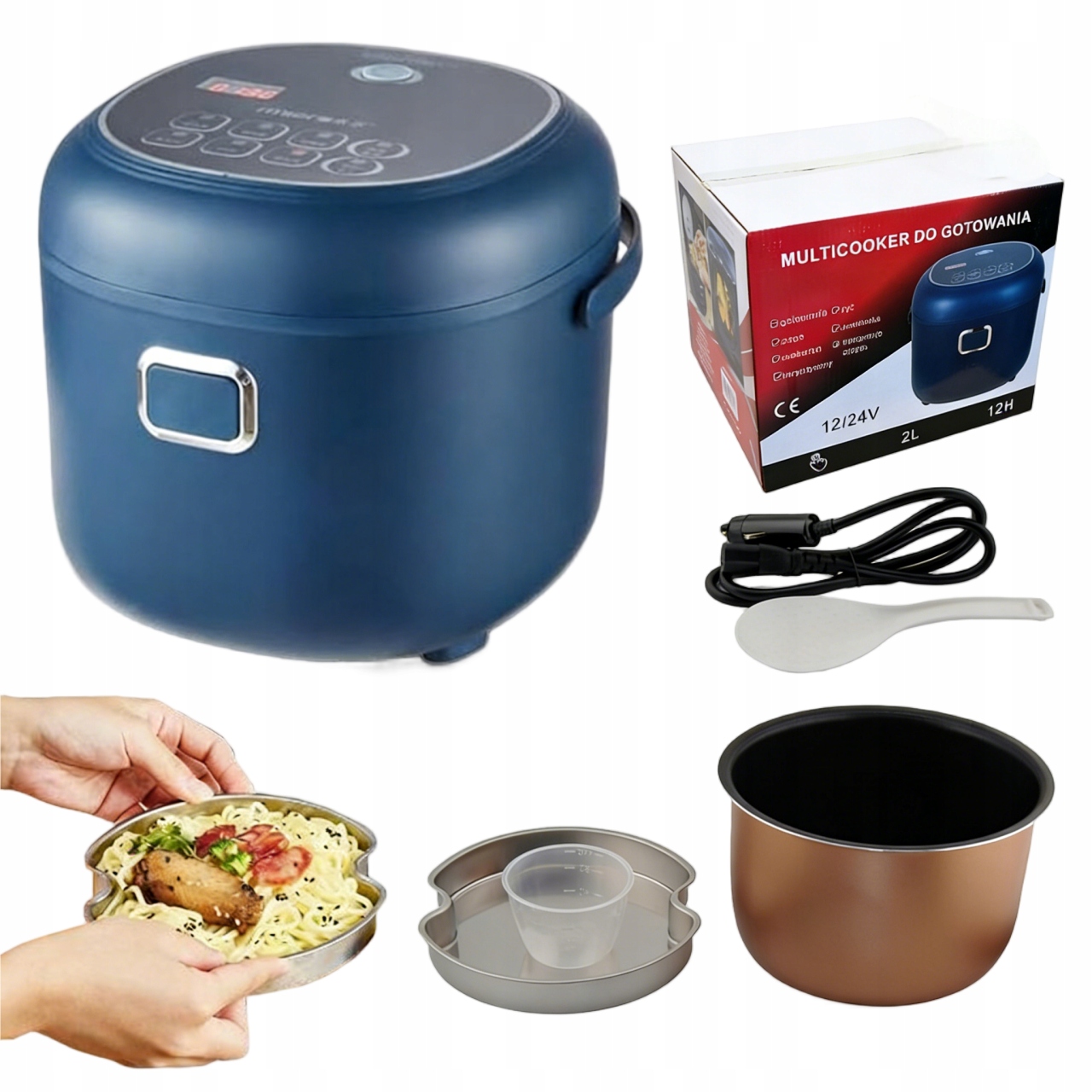 Turistický Ryžovar Multicooker automobilový 2L 200W 12V 24V Kemping Tir Bus