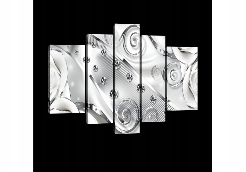 Obraz 170x100 Růže diamanty stříbro šedá bílá moderní elegantní