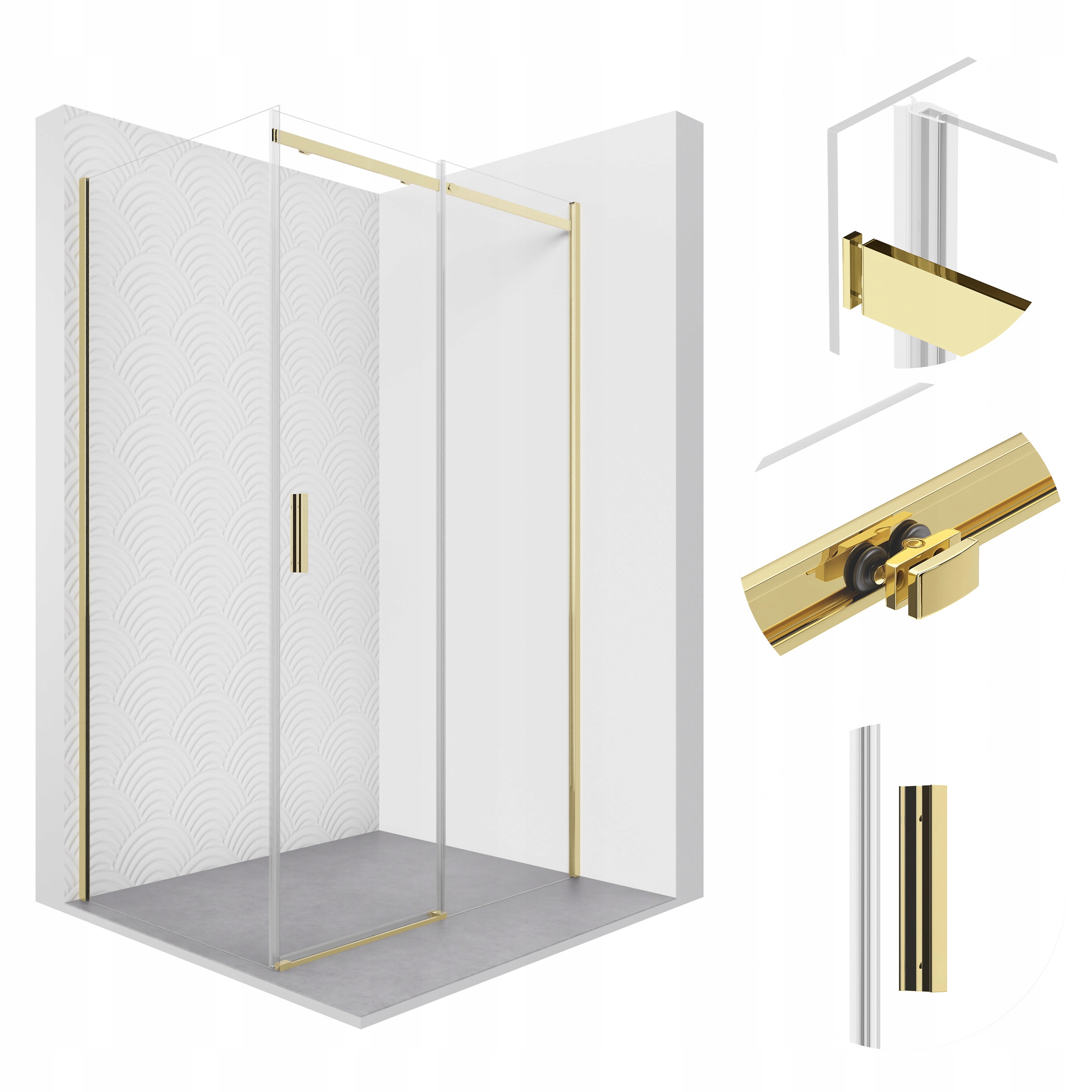Kabina prysznicowa 80x120 przesuwna złota gold drzwi szyba ścianka szkło