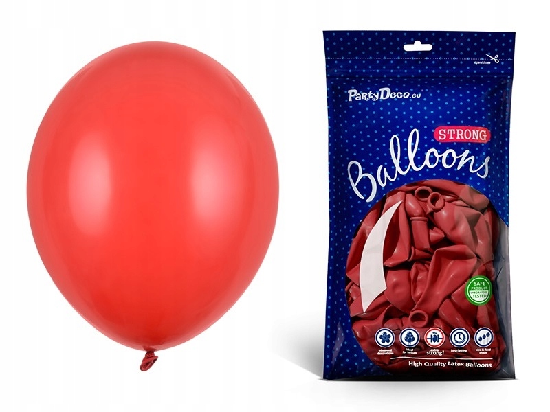 

Balony Czerwone pastelowe 30cm urodziny 10 sztuk
