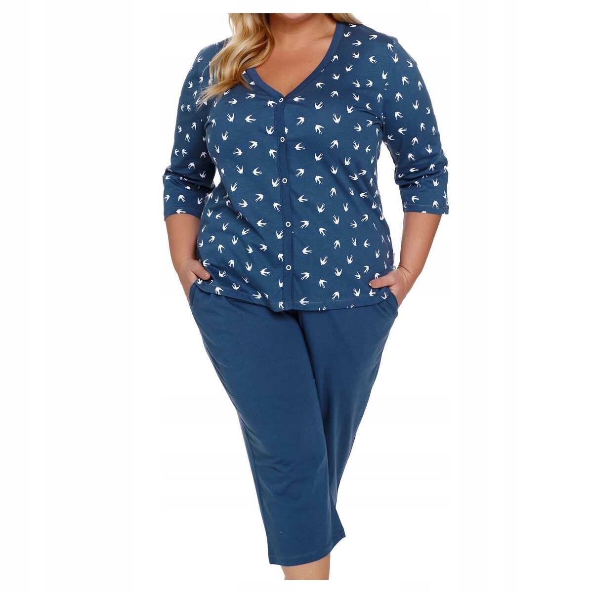 Doctor Nap Dámské bavlněné rozepínací pyžamo 7265 deep blue L