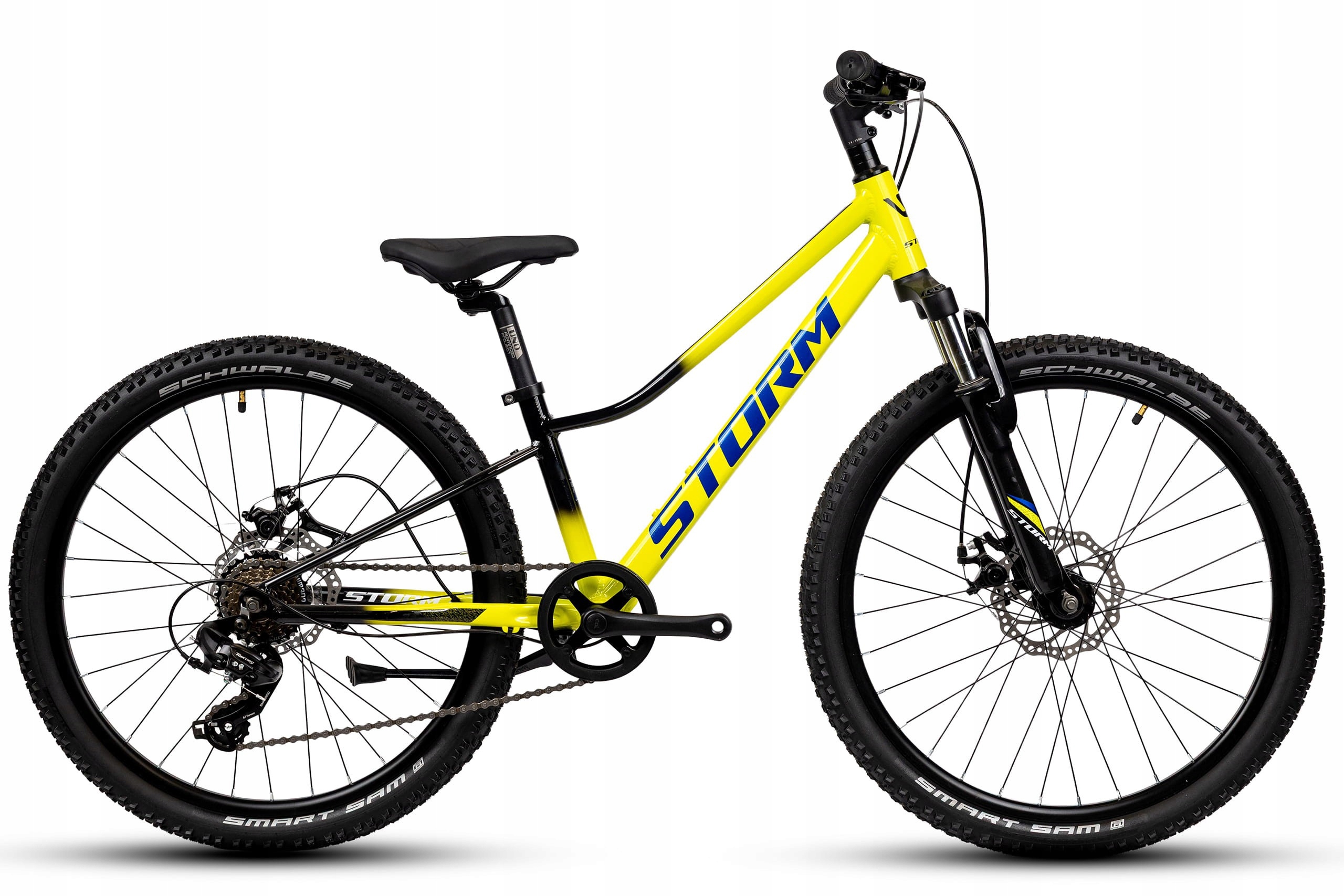 Rower Junior 24 Storm Mtb Racer Tourney 1X7 2MD 11 Żółto-czarny