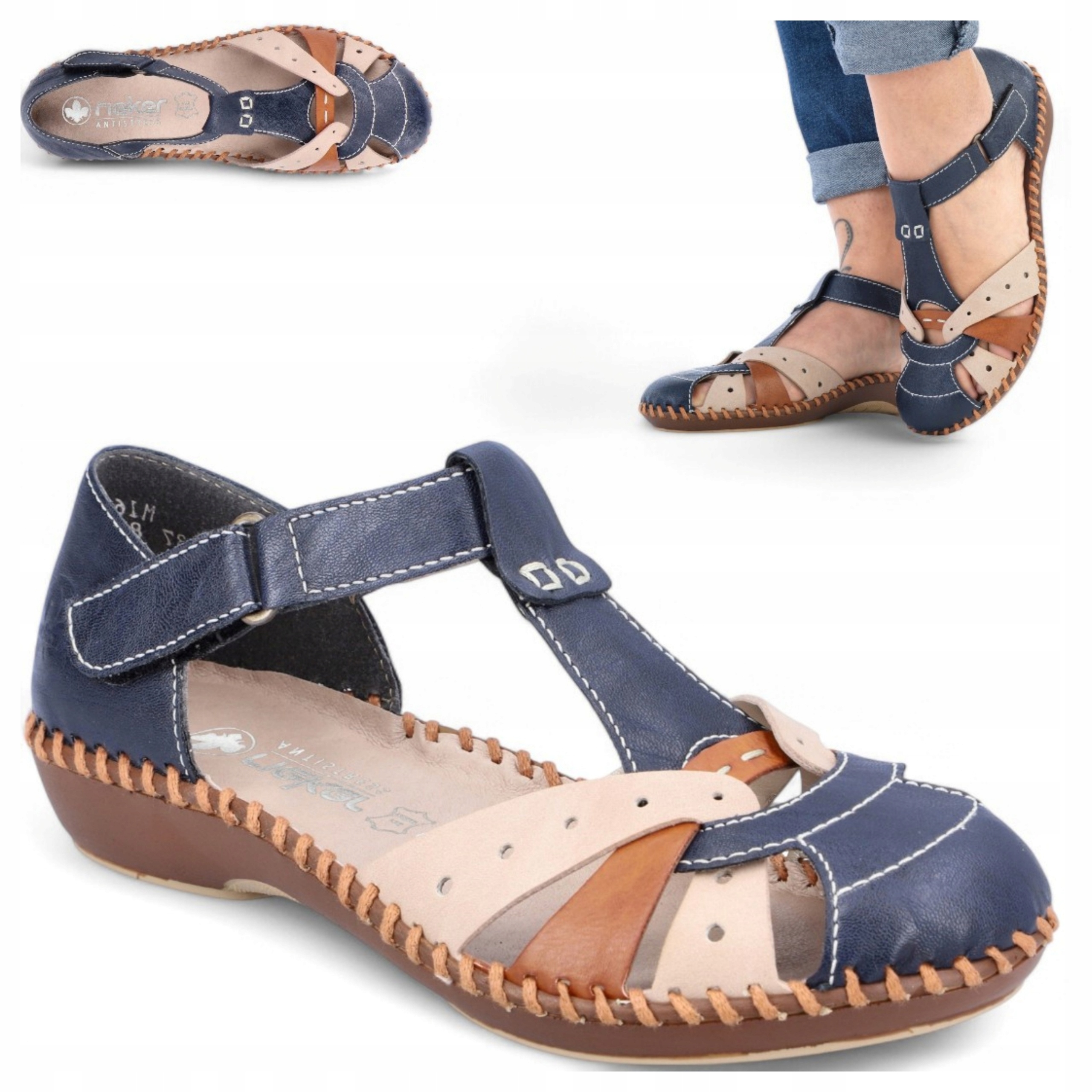 Rieker 39 Dámské sandály s krytou patou, lehká letní obuv