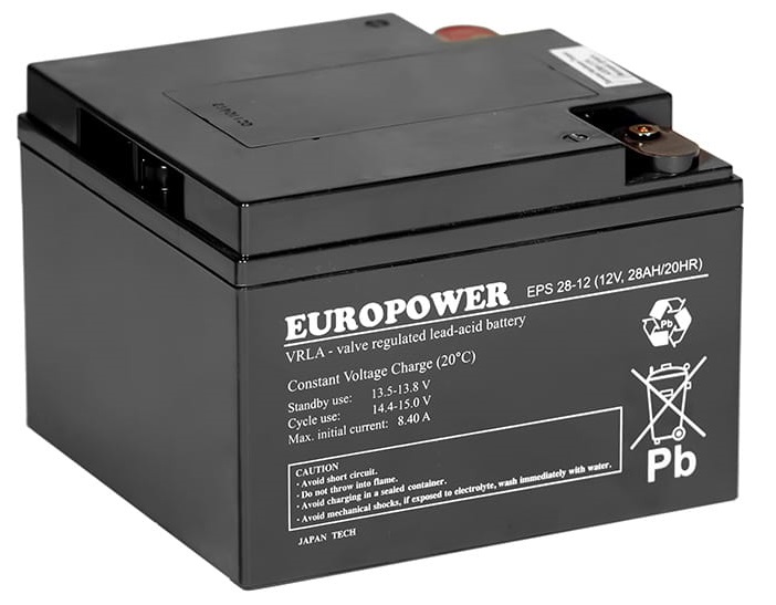 EUROPOWER EPS28-12 12V 28AH DO CENTRAL ALARM ZASILANIE AWARYJNE OŚWIETLENIE