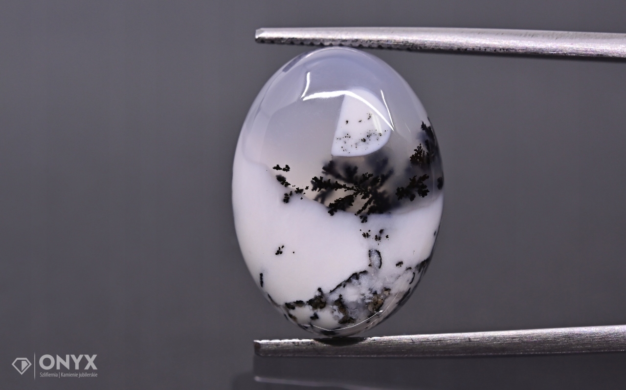 Dendritový achát z Turecka kabošon ovál 18x13 mm