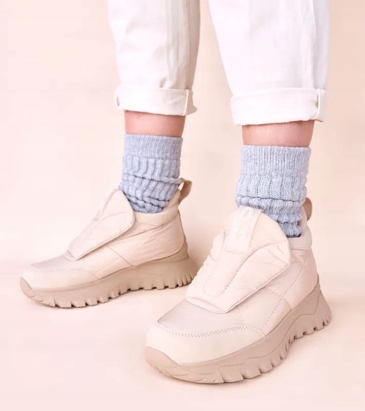 Béžové dámské sněhule se zapínáním na na suchý zip Penny