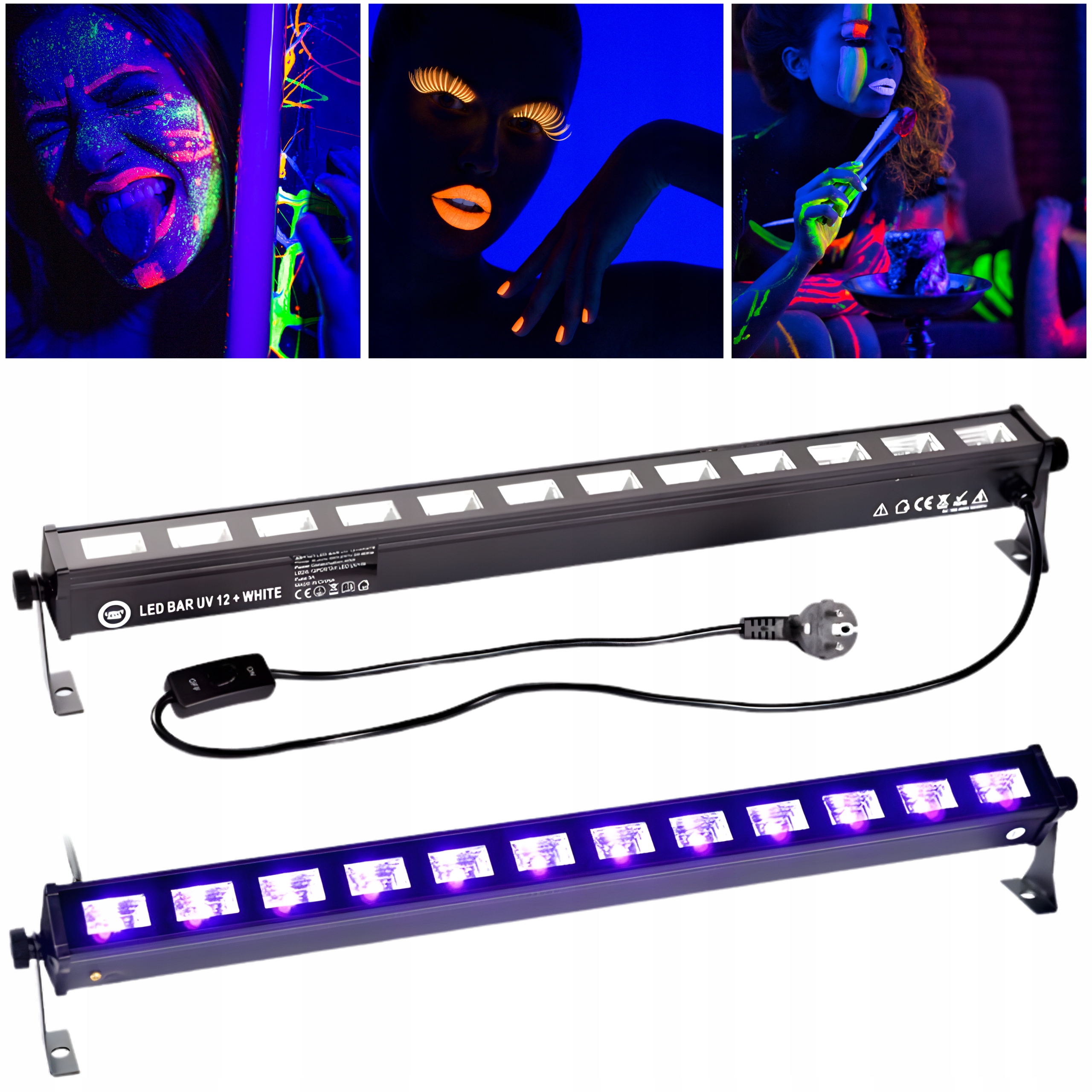 Osvětlovací Lišta Lampa Led Ultrafialová Uv Efekt Bílá 12x3W