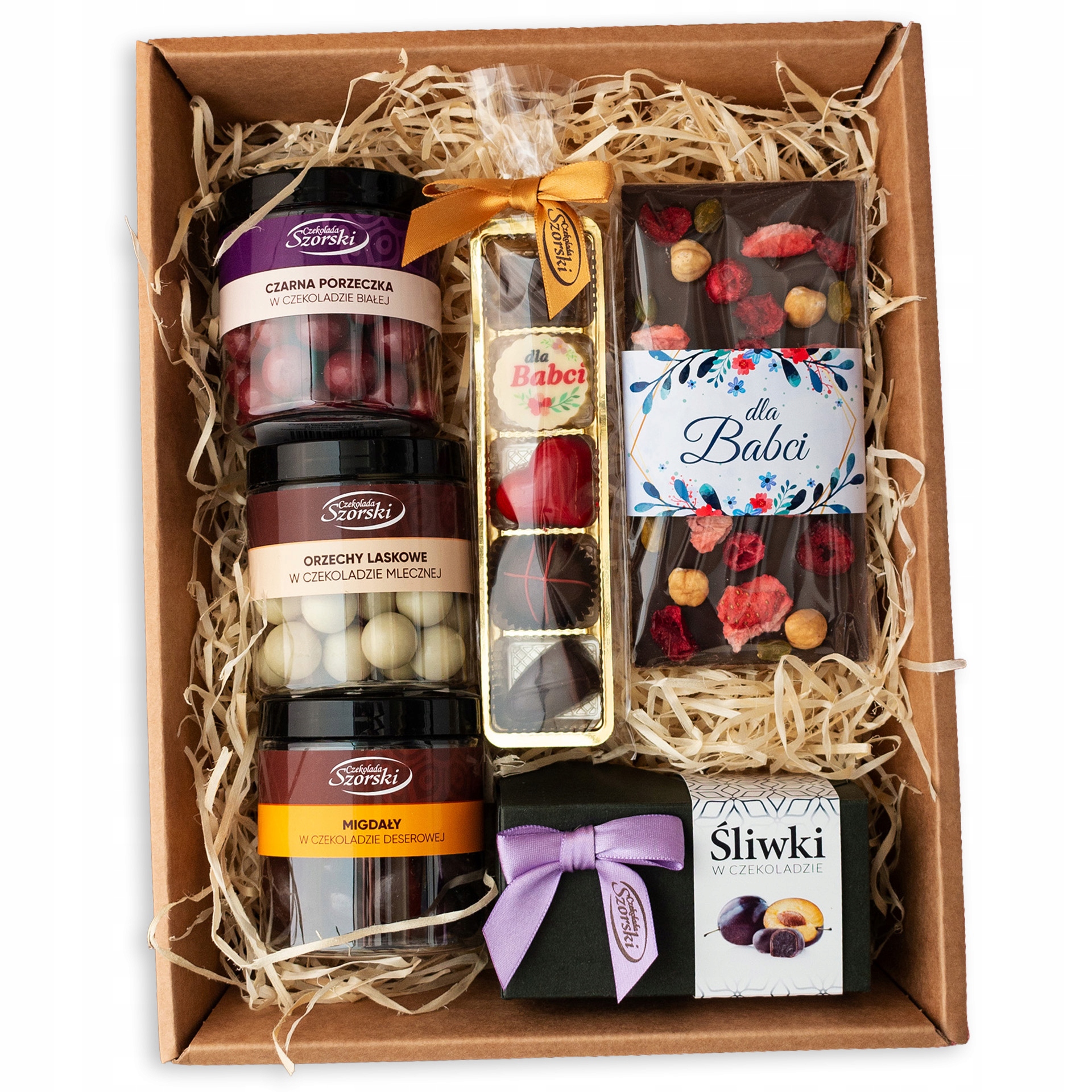 Kosz prezentowy ze słodkościami dla Babci