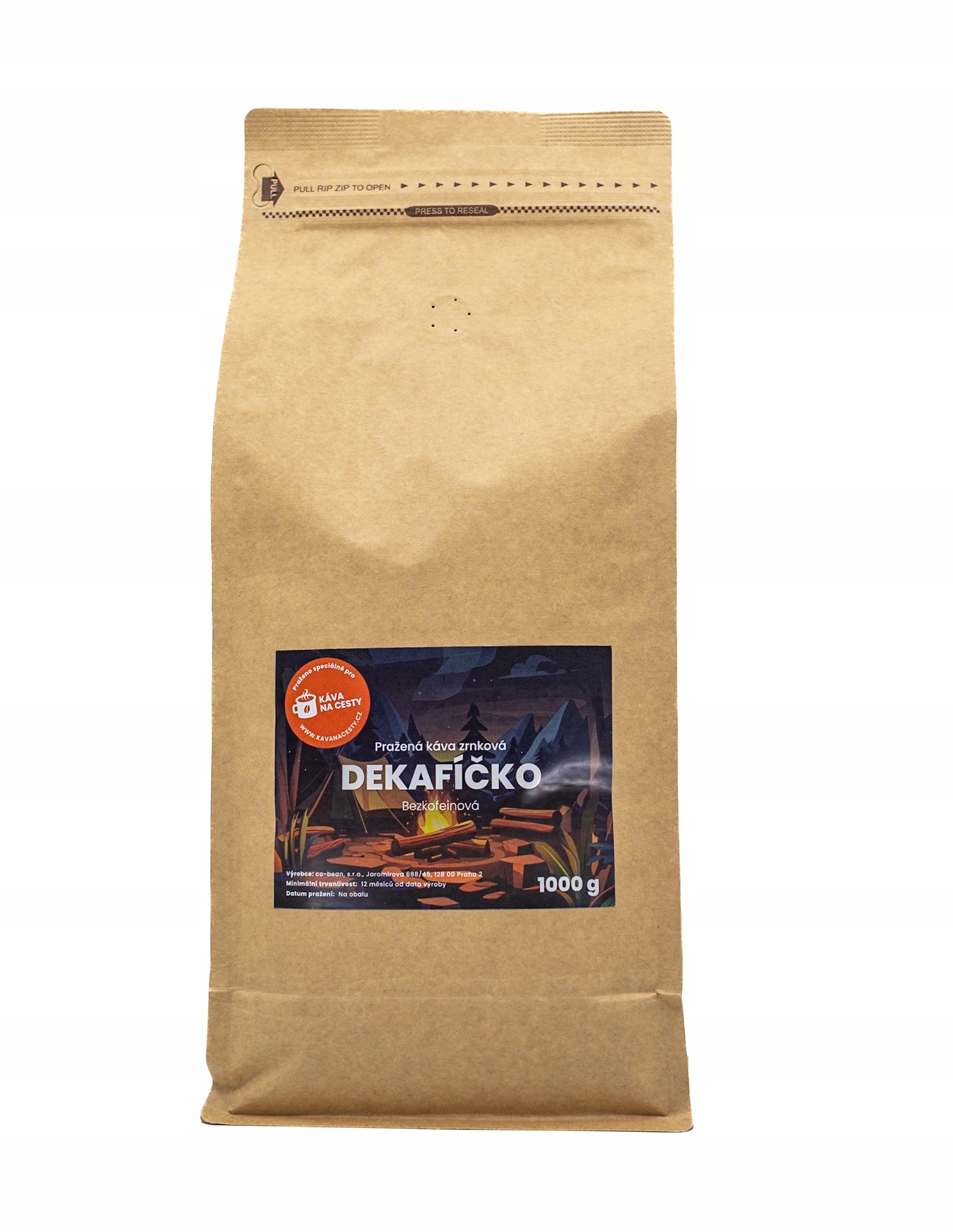 Levně Zrnková káva Káva na cesty Dekafíčko 1 kg