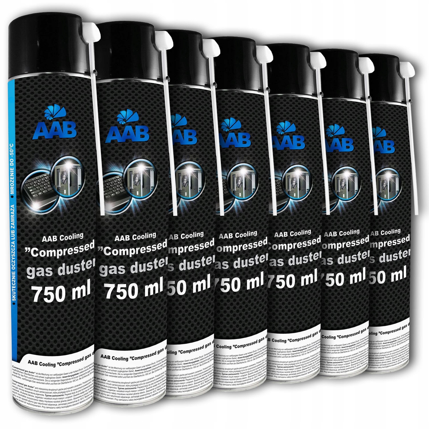 7x AAB COOLING SPRĘŻONE POWIETRZE 750ml + 14xRURKA
