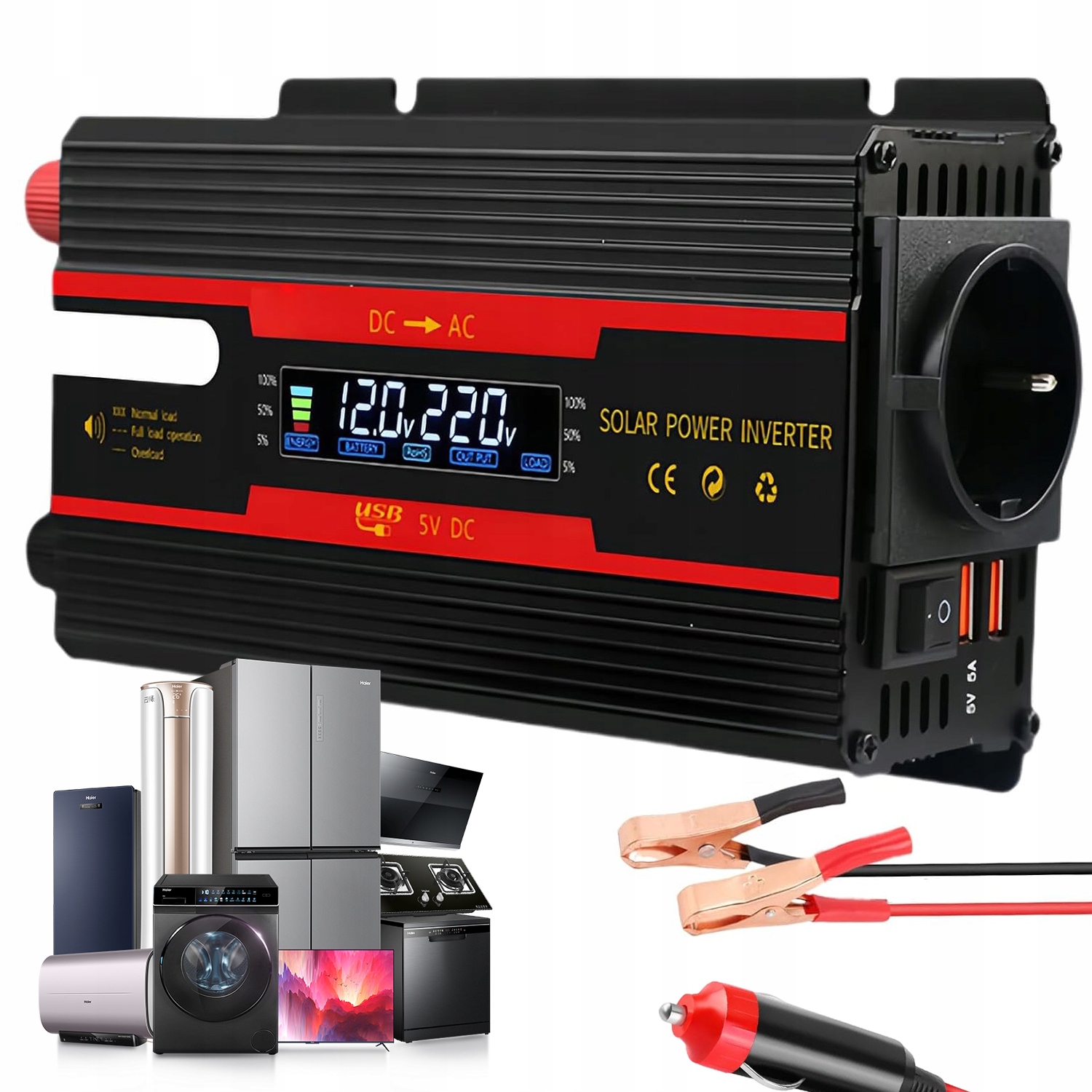 Měnič Napětí Automobilová 2000W 12V/24V Polion 1200W Čistý Sinus