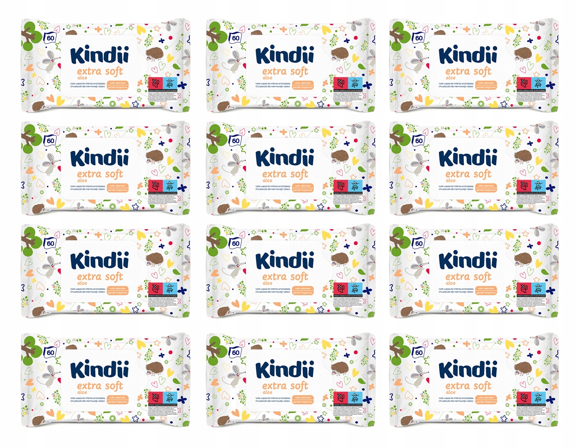  Kindii Extra Soft алое серветки 12 x 60 шт.