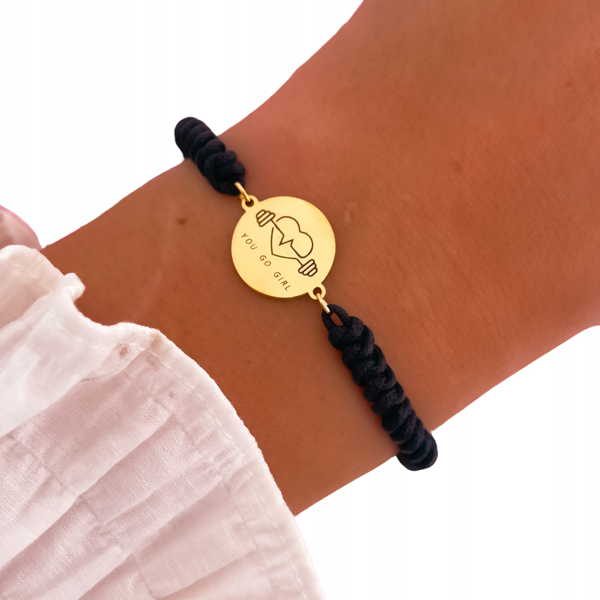 Bransoletka dla przyjaciółki fitness siłownia grawer you go girl stal 316 l