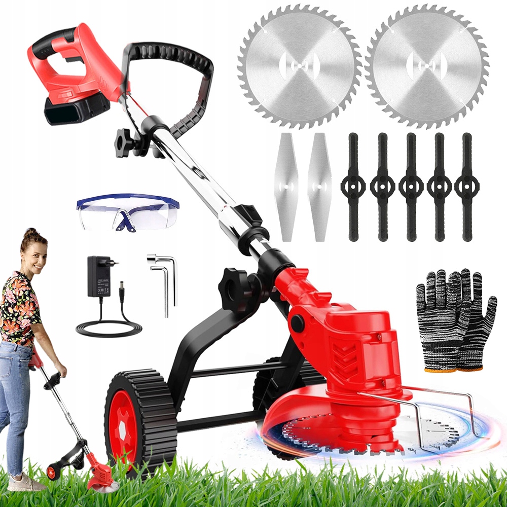 Bezdrátová Sekačka Na Trávy S Kolečky A Vypínačem Do Zeleně