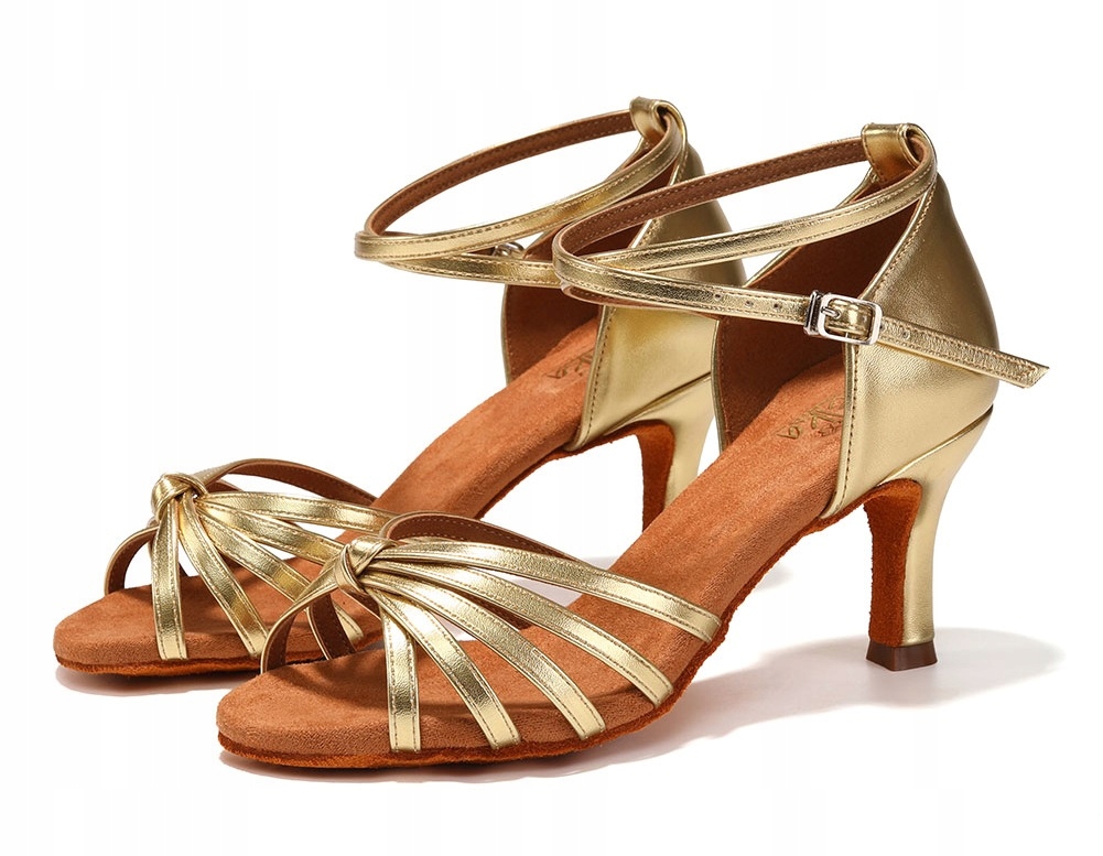 Buty Do Tańca Taneczne Latino Na Obcasie Złote 7cm Rozmiar 42