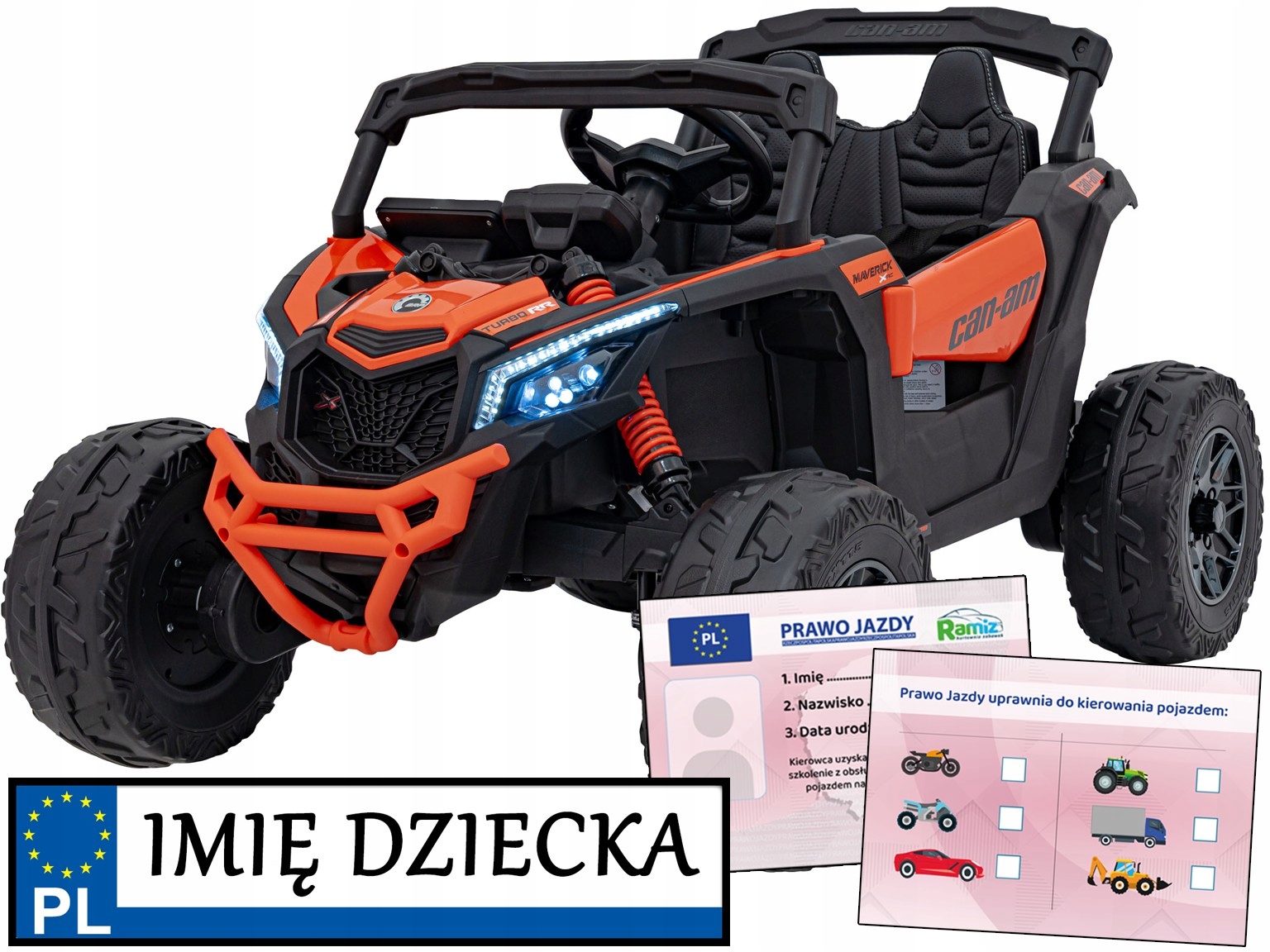 Mocne auto na akumulator At Can-am Maverick 4x200W na pilota Napęd 4x4