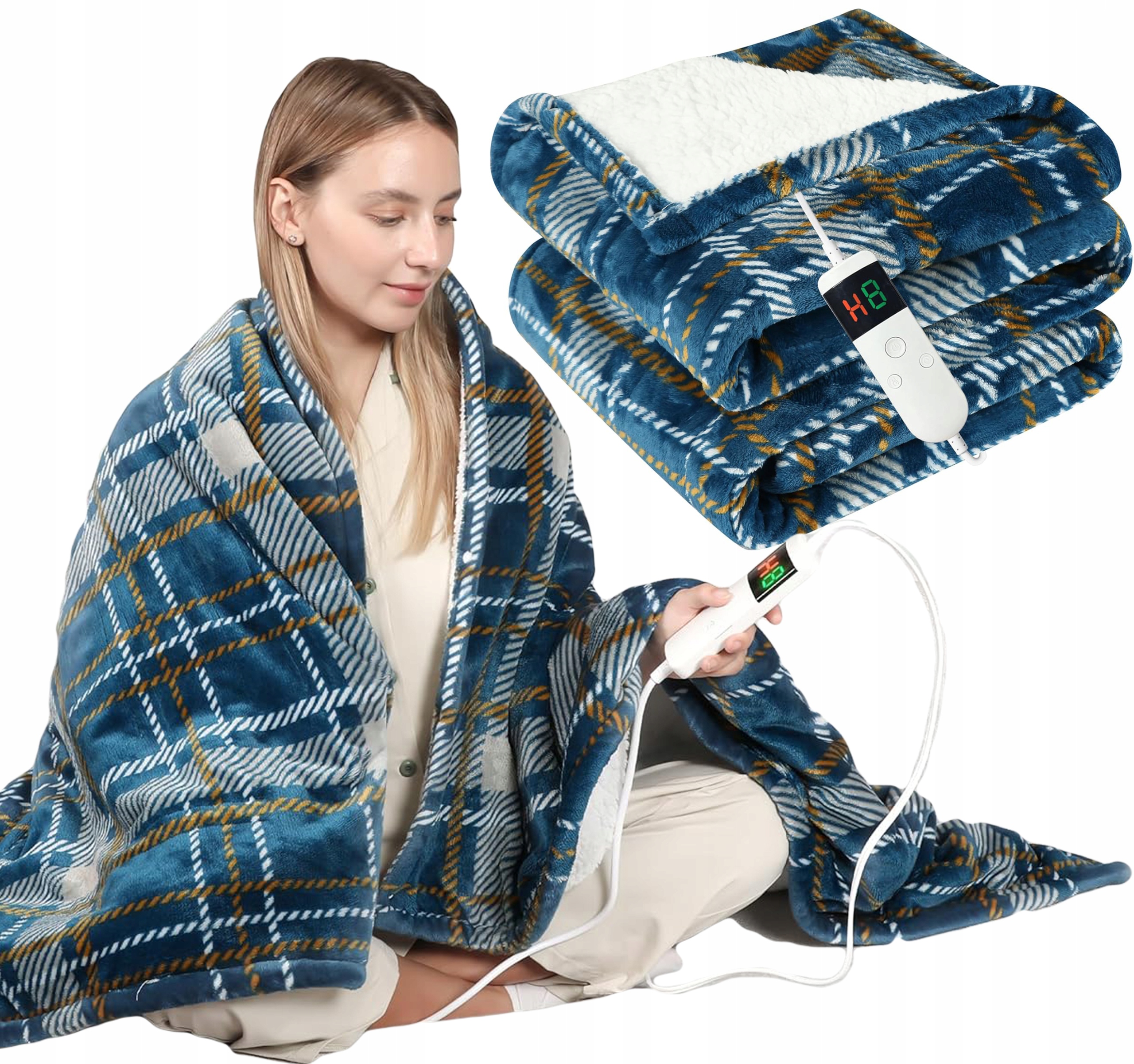 Koc Elektryczny Podgrzewany Mata Grzewcza 10 Poziomów Timer 180x130 Pilot