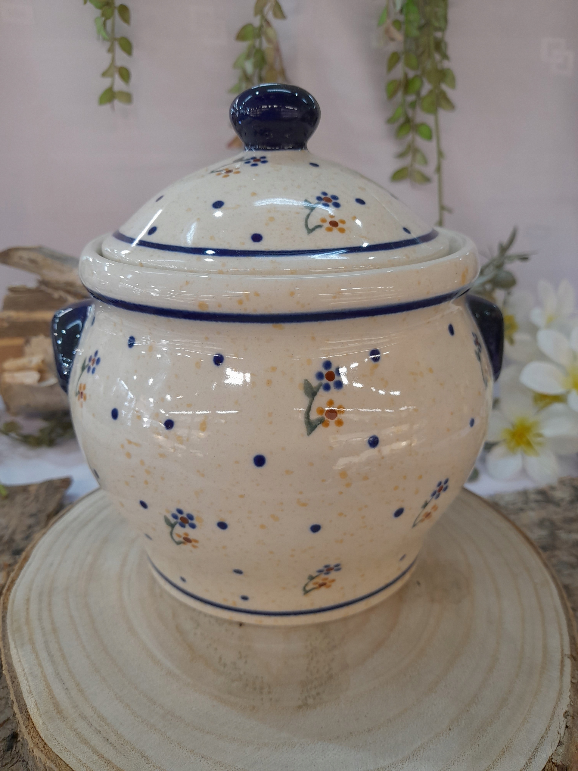 Bolesławiec Pojemnik Garnek Z Pokrywką 1 L 1098 Dek 111