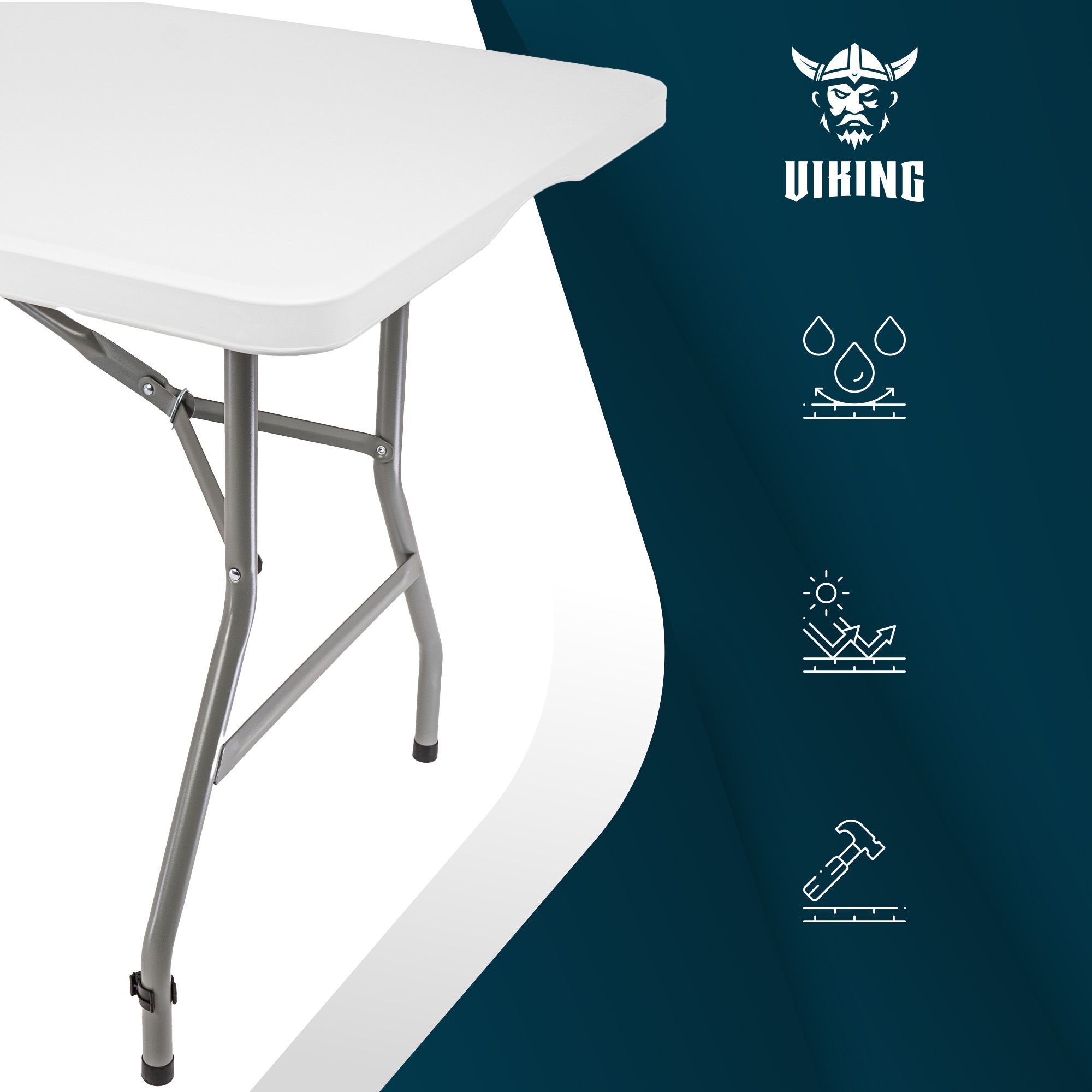 STÓŁ OGRODOWY PLASTIKOWY Cateringowy Składany Rozkładany Turystyczny 180 cm Producent VIKING