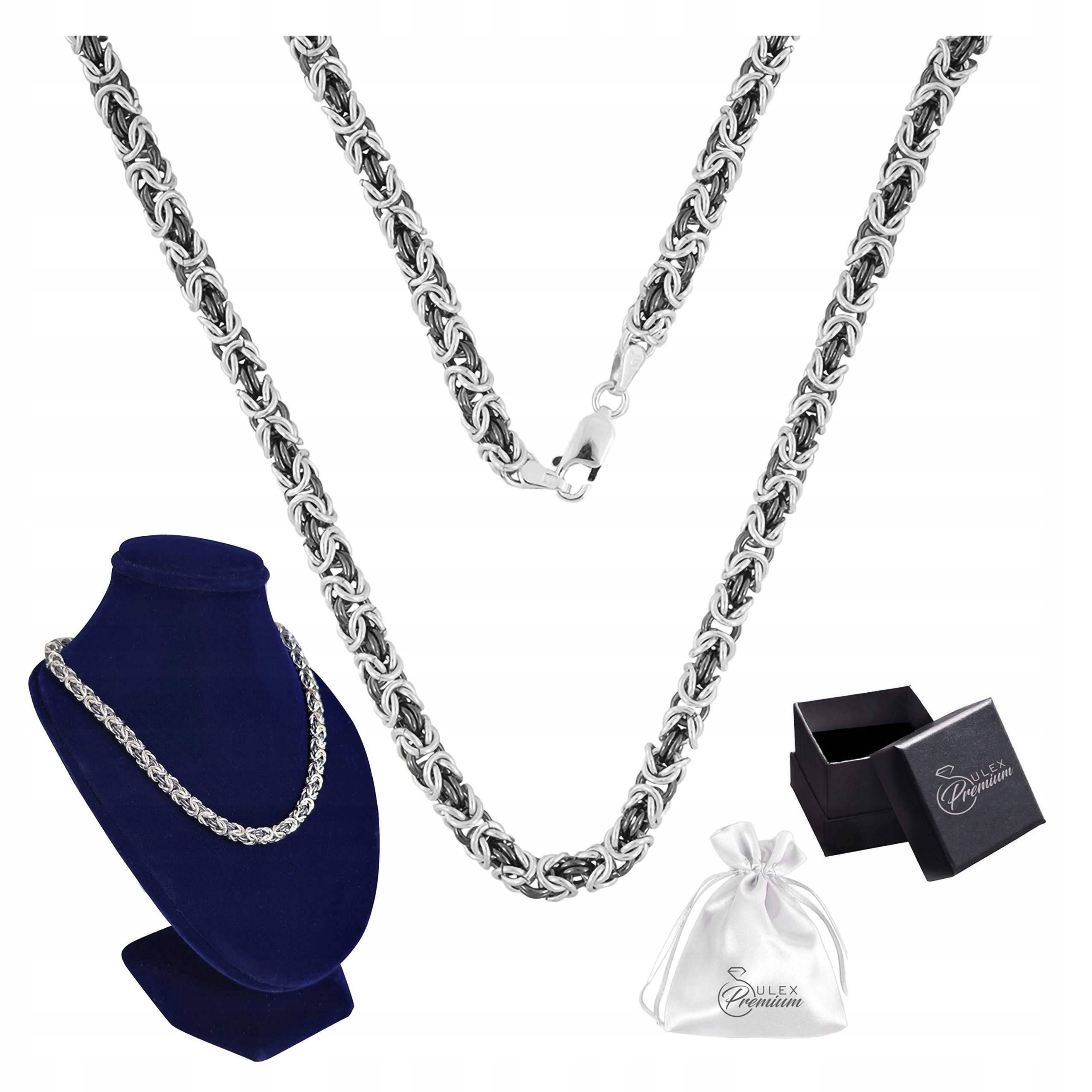 Řetízek Dámský Královský Byzantský Stříbrný 925 Oxidovaný 50 cm x 4.5 mm