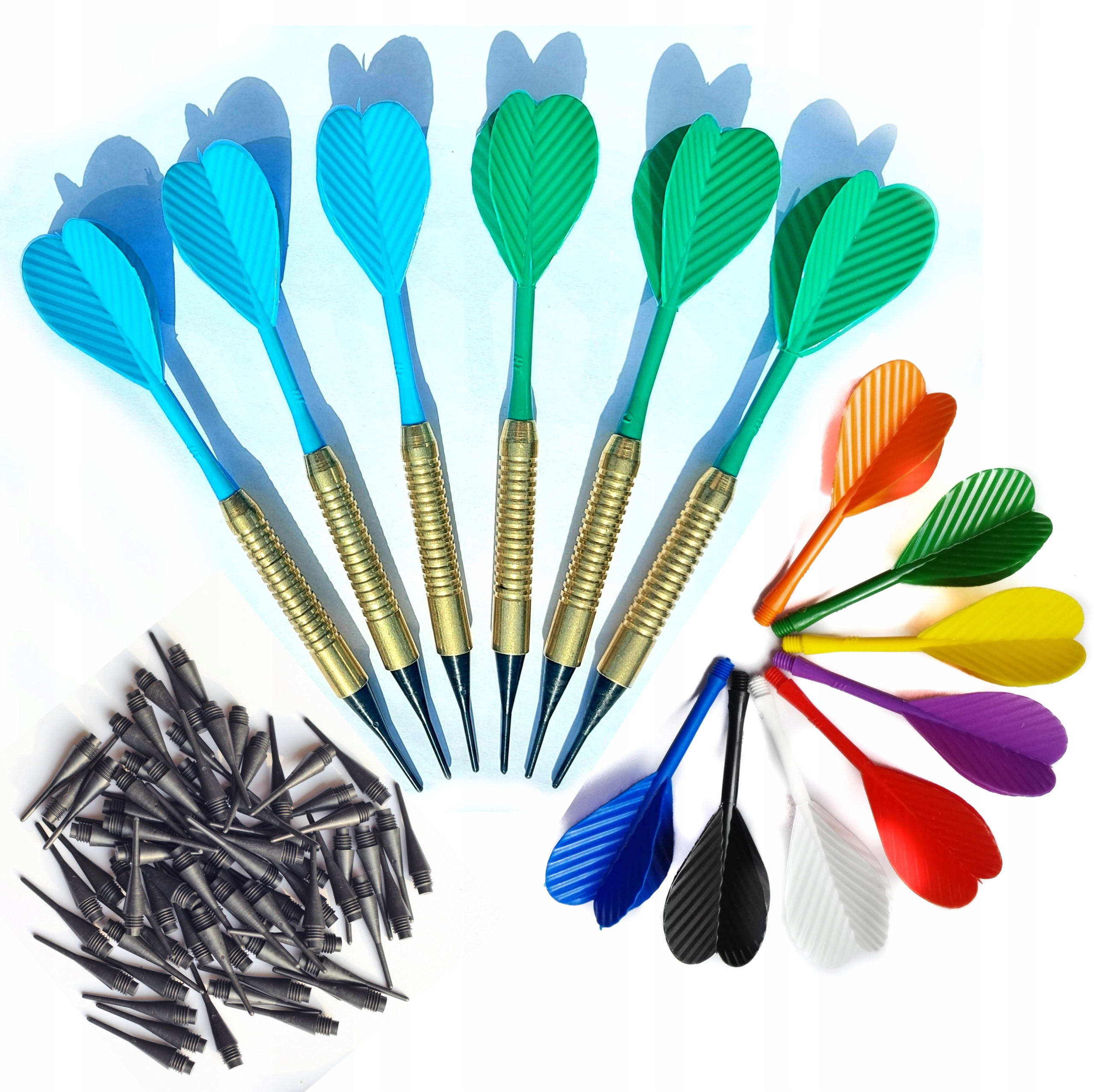 ZESTAW RZUTKI LOTKI DART 6 SZT gwint 1/4 + 100 Grotów