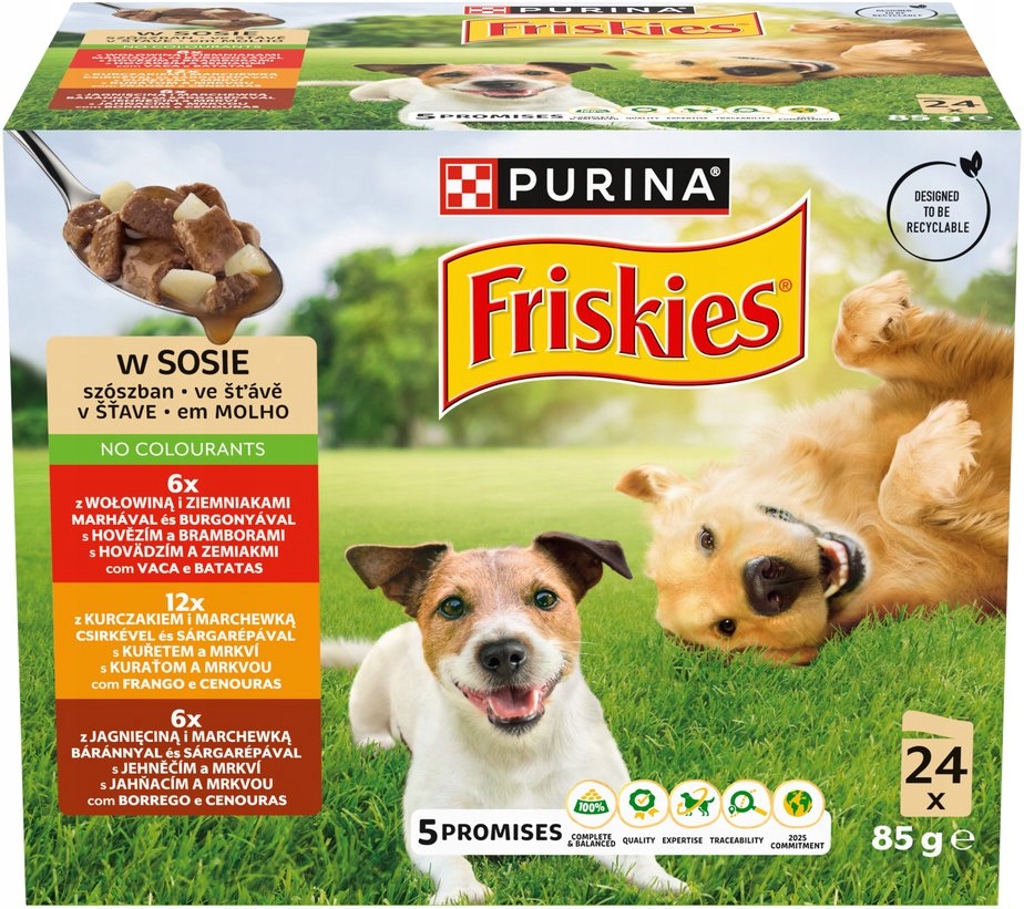 Purina Nestle Friskies Adult Hovězí kuřecí maso Jehněčí maso Multipack 24x85 g