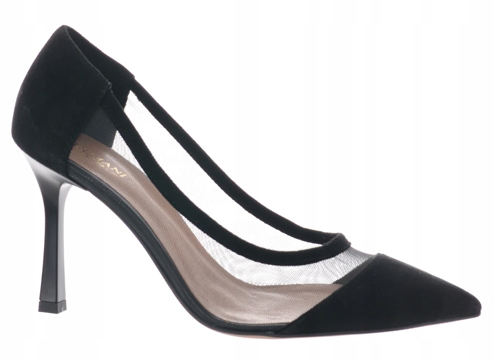 Lodičky Černé Síťované Na Podpatku Dámské Módní Krásné Ulmani 38