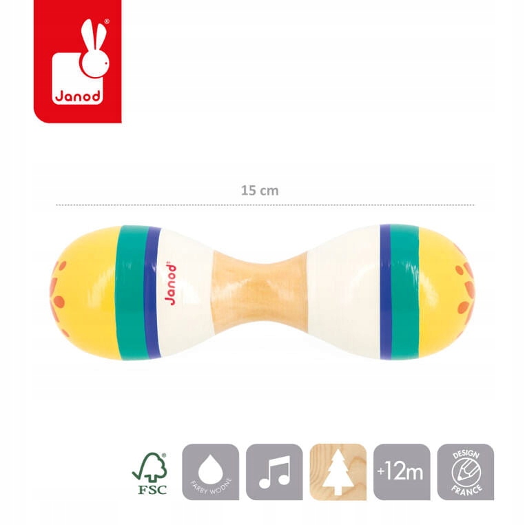 Janod Marakas Z Podwójną Główką Gioia Instrument Muzyczny Dla Dzieci 12m+ Rodzaj marakasy