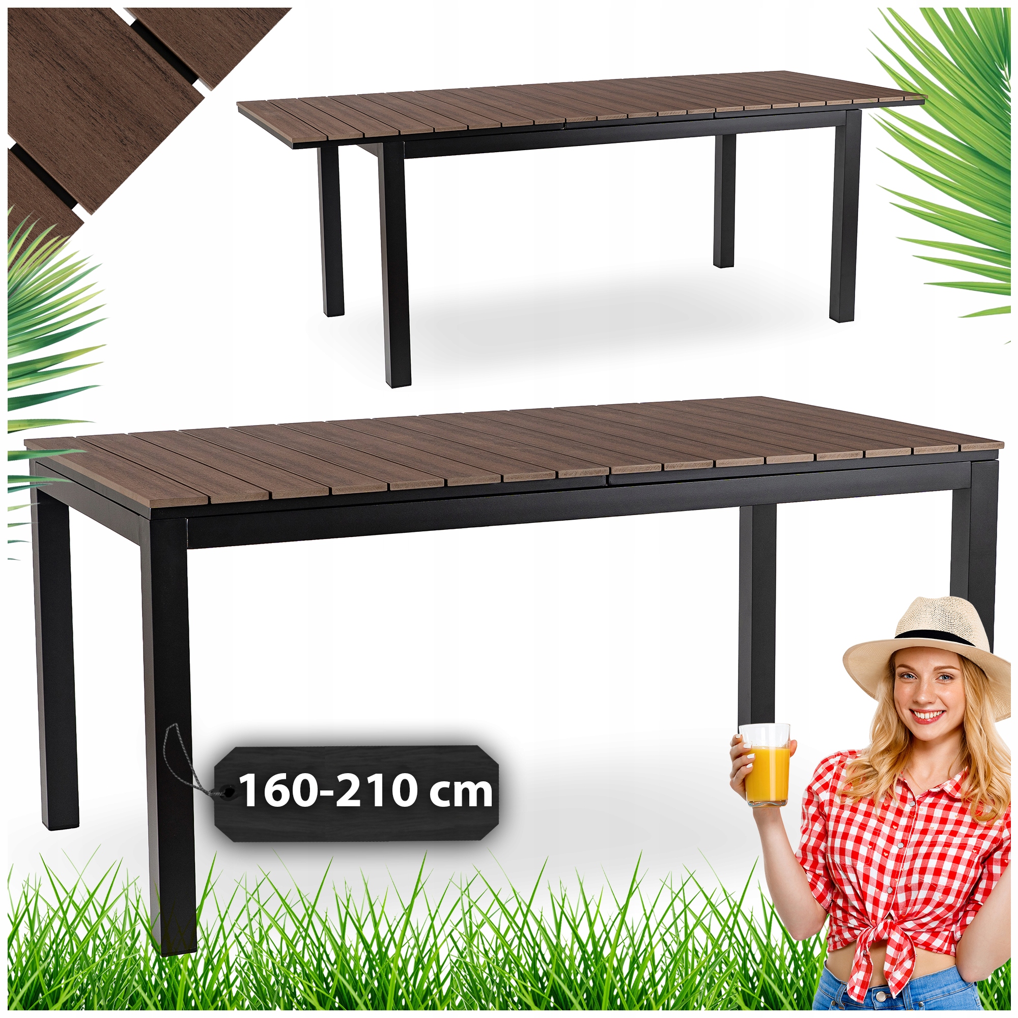 Rozkládací zahradní stůl na zahradu Pozemek Terasa Ořech Černý Argos 160-210
