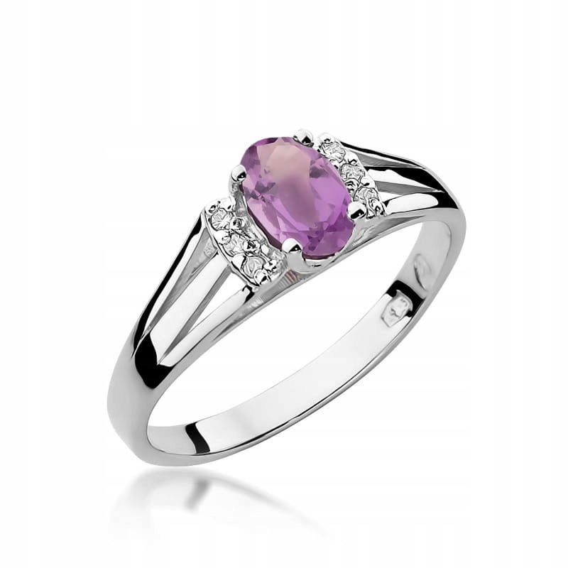 Prstýnek s brilianty a ametystem 0.05 ct r7