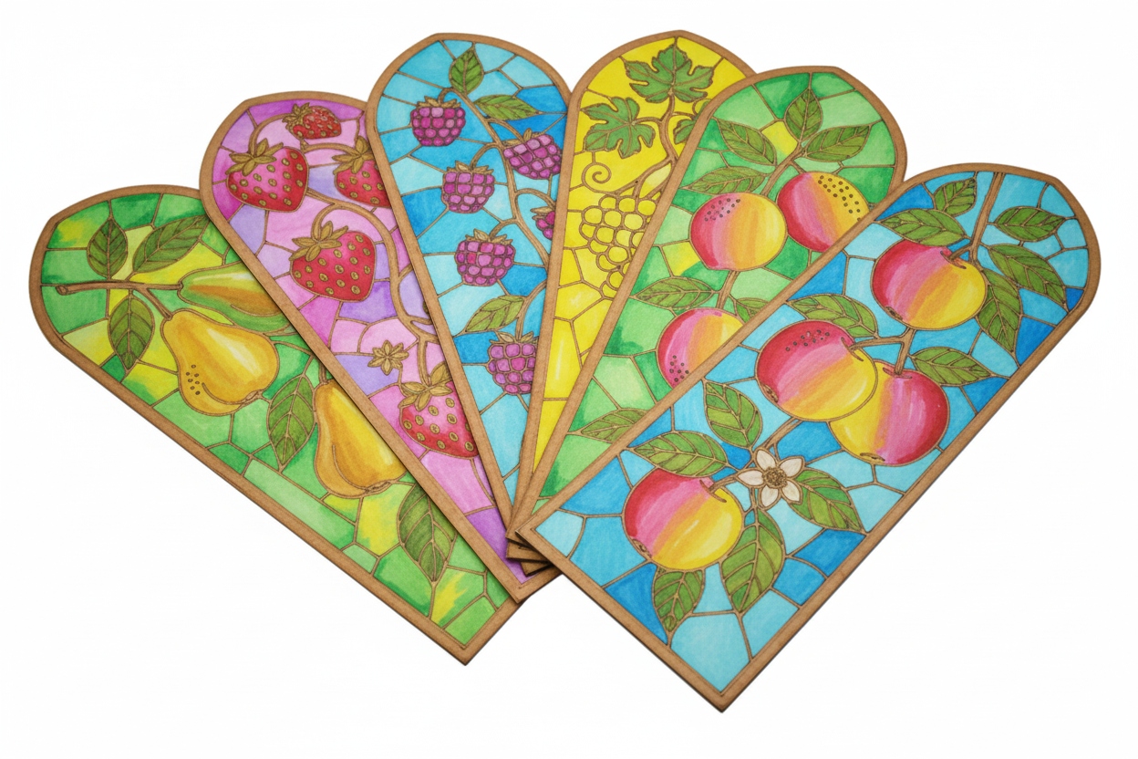 Dekor Mdf 6 Ks Ovocná Vitráž Art Deco Vintage Diy zbarvení (40 x 13,5 cm)