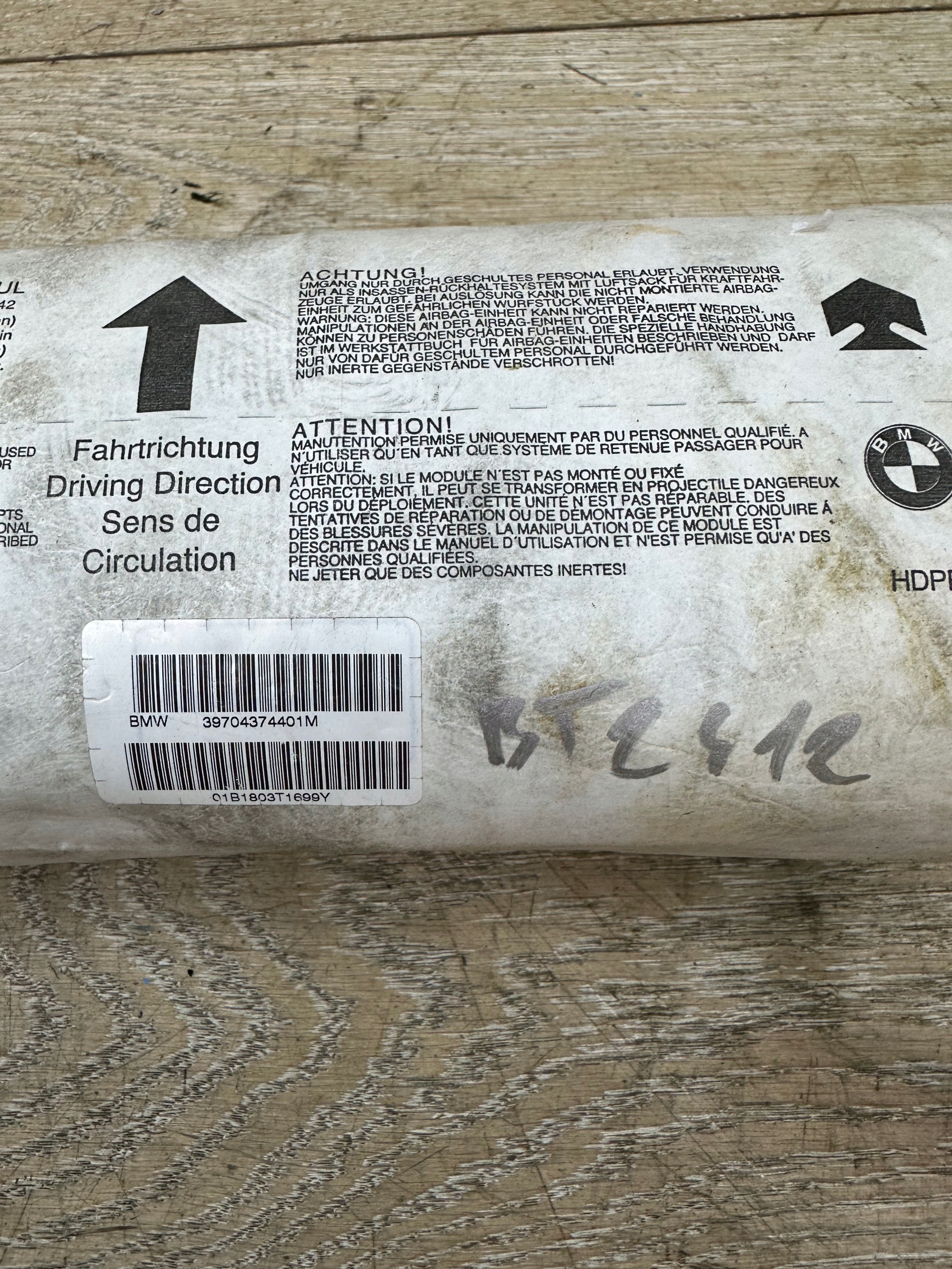 BMW 3 E46 Airbag AIRBAG PASAZER 39704374401M