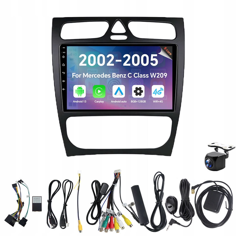 Autorádio Eunavi 2Din s Androidem 13 pro Benz třídy C, Clk, W209 2000-2005