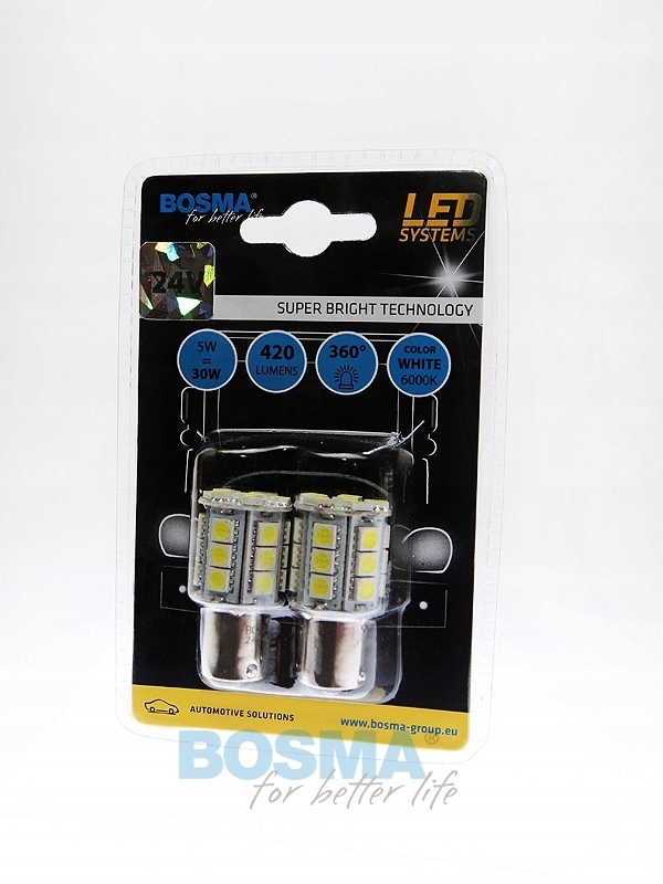 

Żarówka Led 24V 24XSMD BA15S White 3093 Bosma