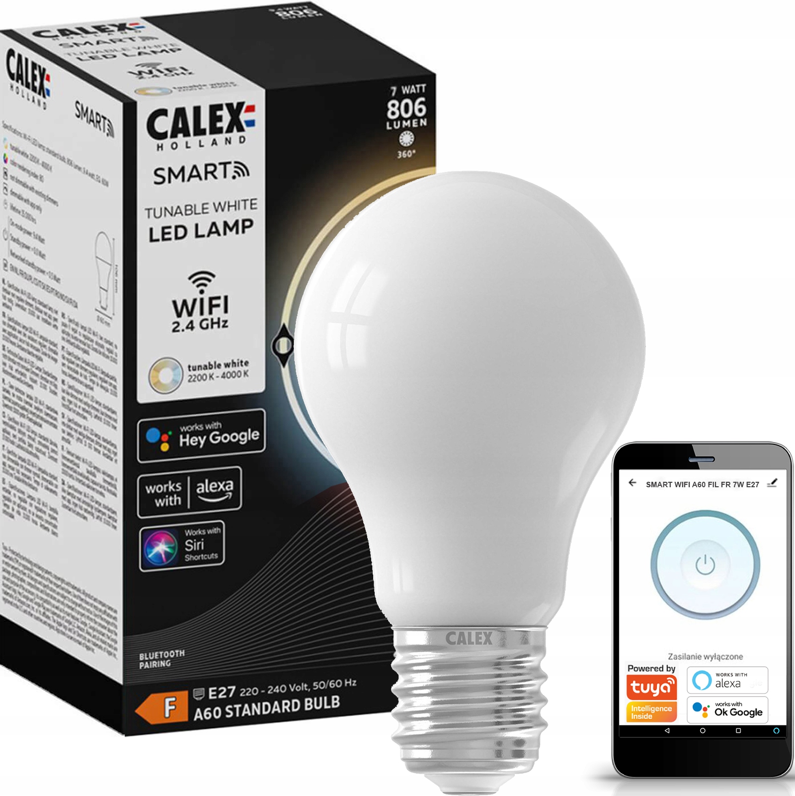 

Żarówka Led E27 Tuya WiFi 7W 60W Cct Smart Life