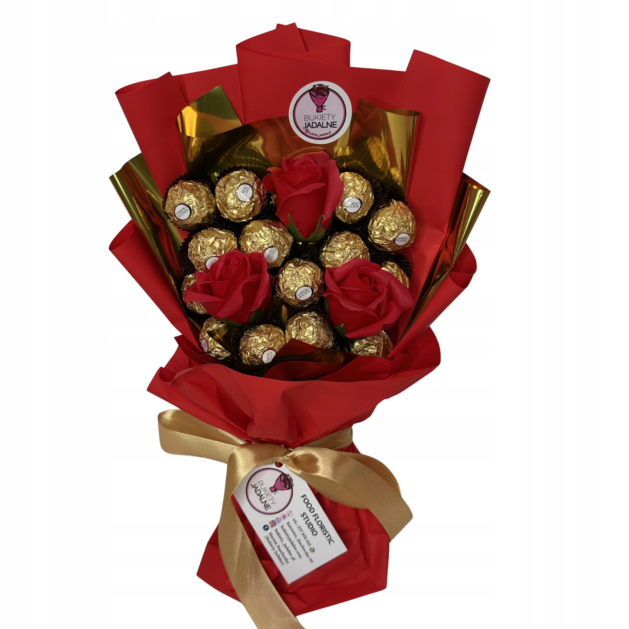 Zestaw Prezentowy Bukiet Słodyczy Ferrero Czerwony Urodziny Dzień Kobiet 18