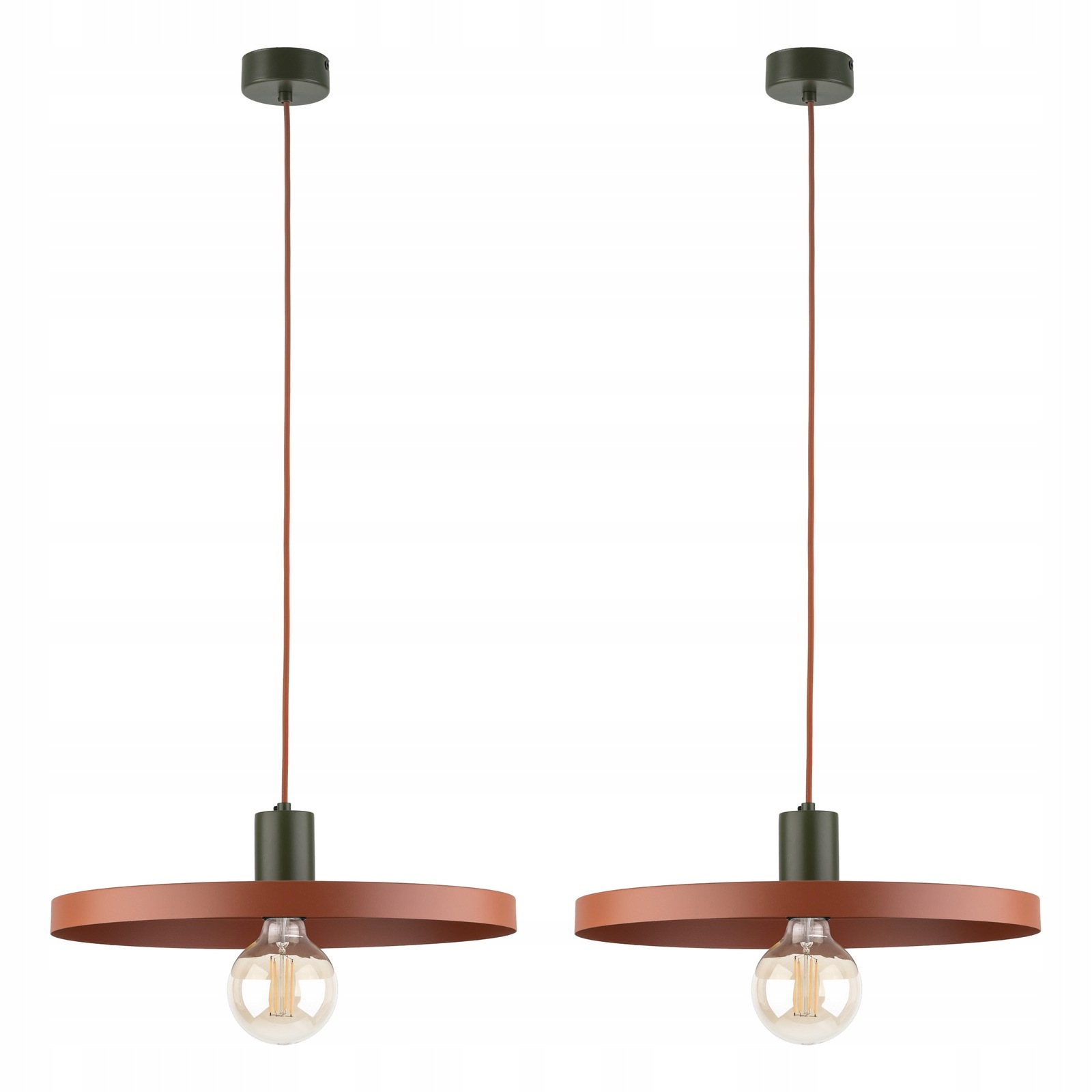 Tk Lighting Sada 2x Závěsná Stropní Svítidlo Hnědá Sila 40 cm E27 Kov