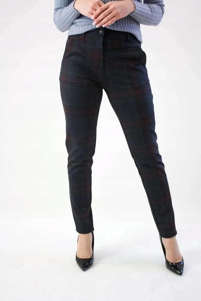 Teplé kalhoty s velkou kostkou, černé, velikost 42