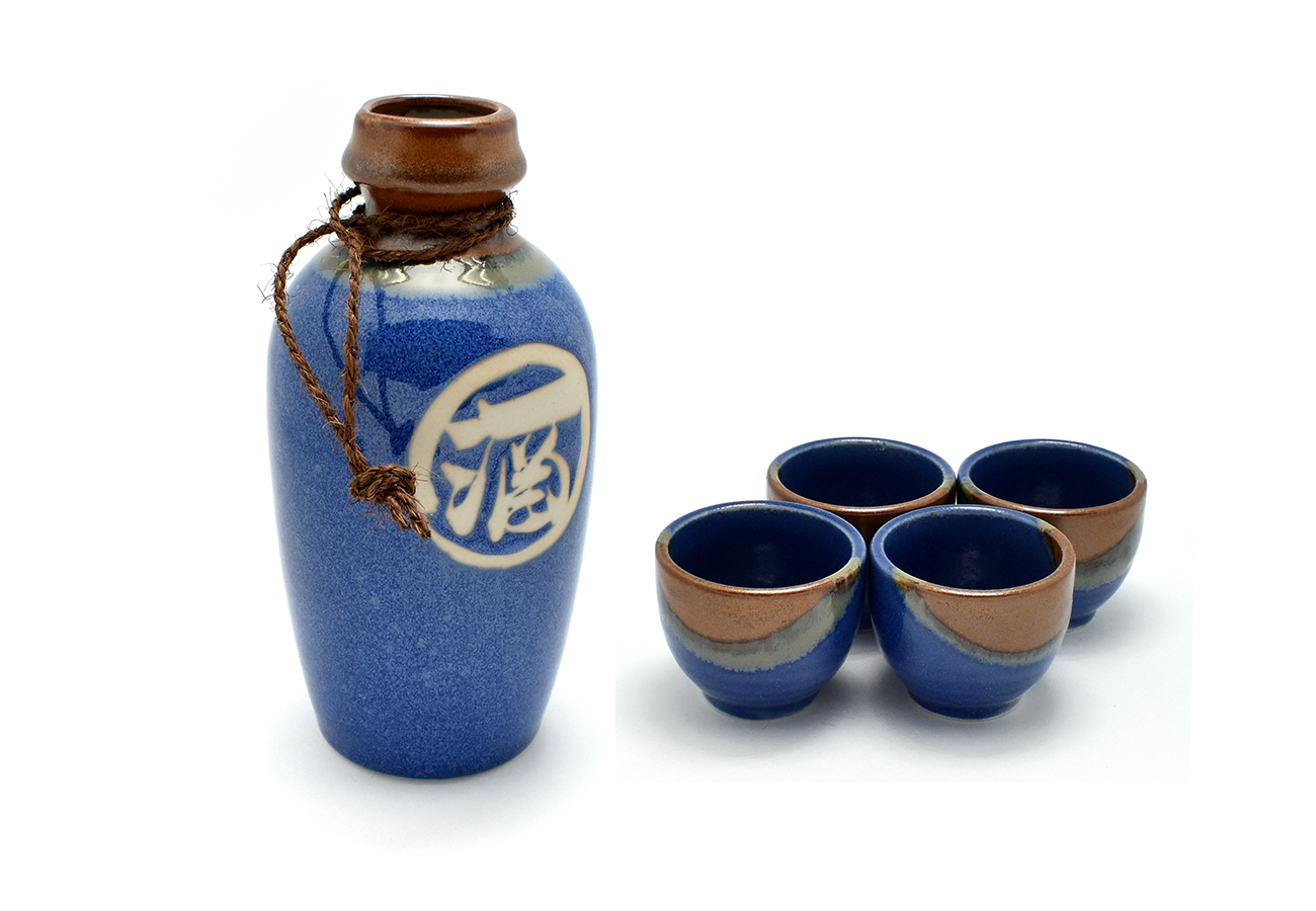 Sada na saké kobaltově modrá