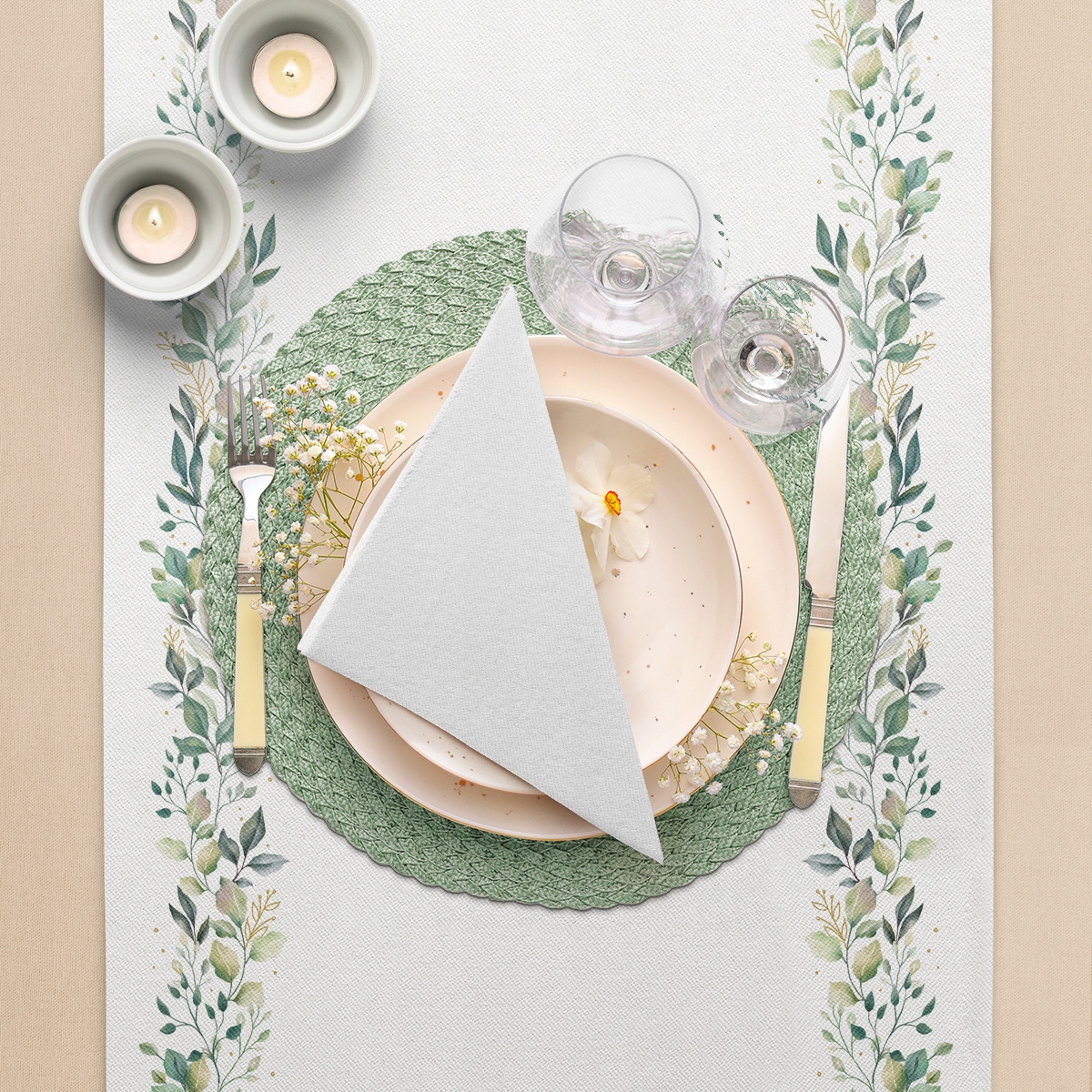 Bieżnik flizelinowy Komunia ELEGANT LEAVES 24m Długość 2400 cm