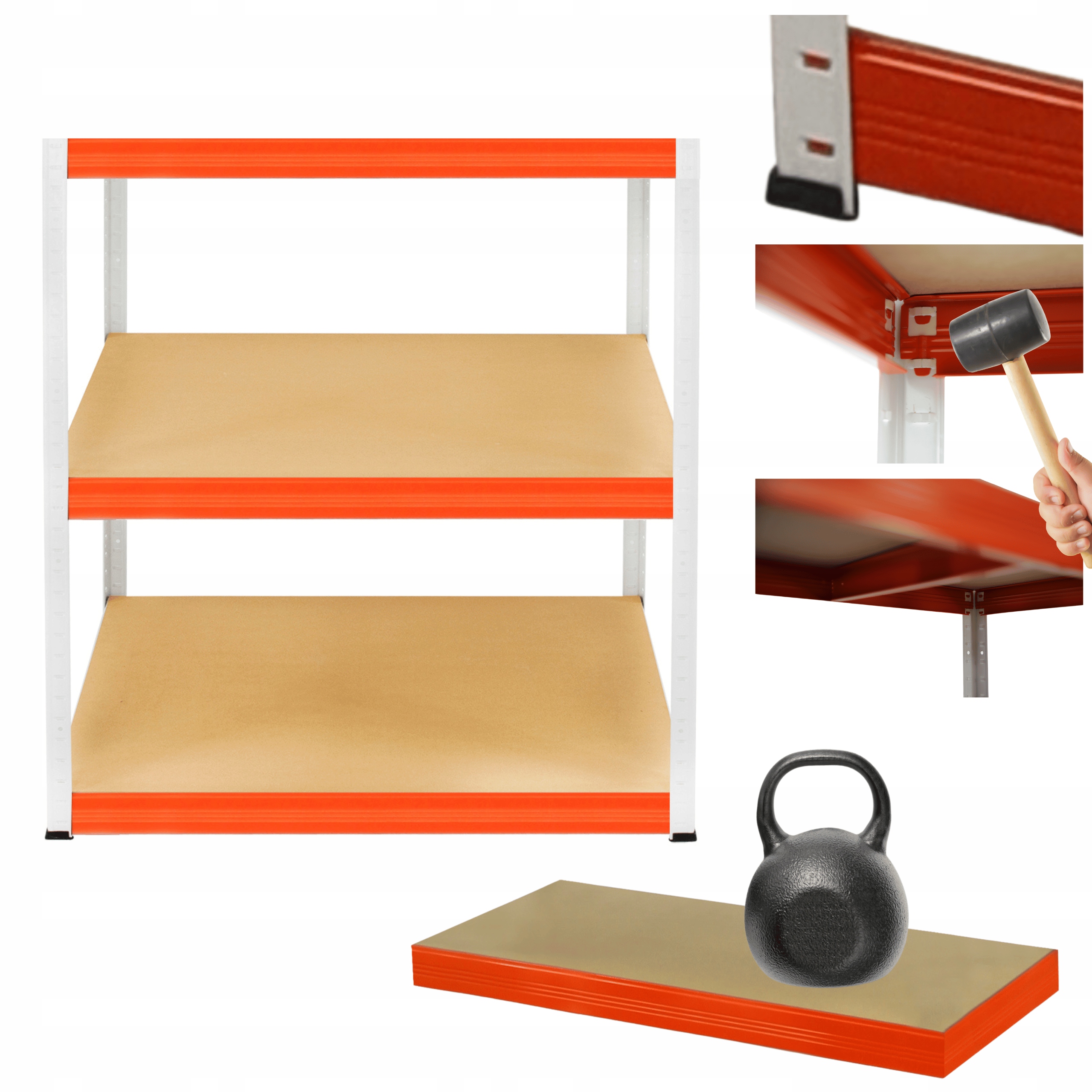 Kovový skladový regál Helios 90x100x30 cm 3Px175 kg Pevný