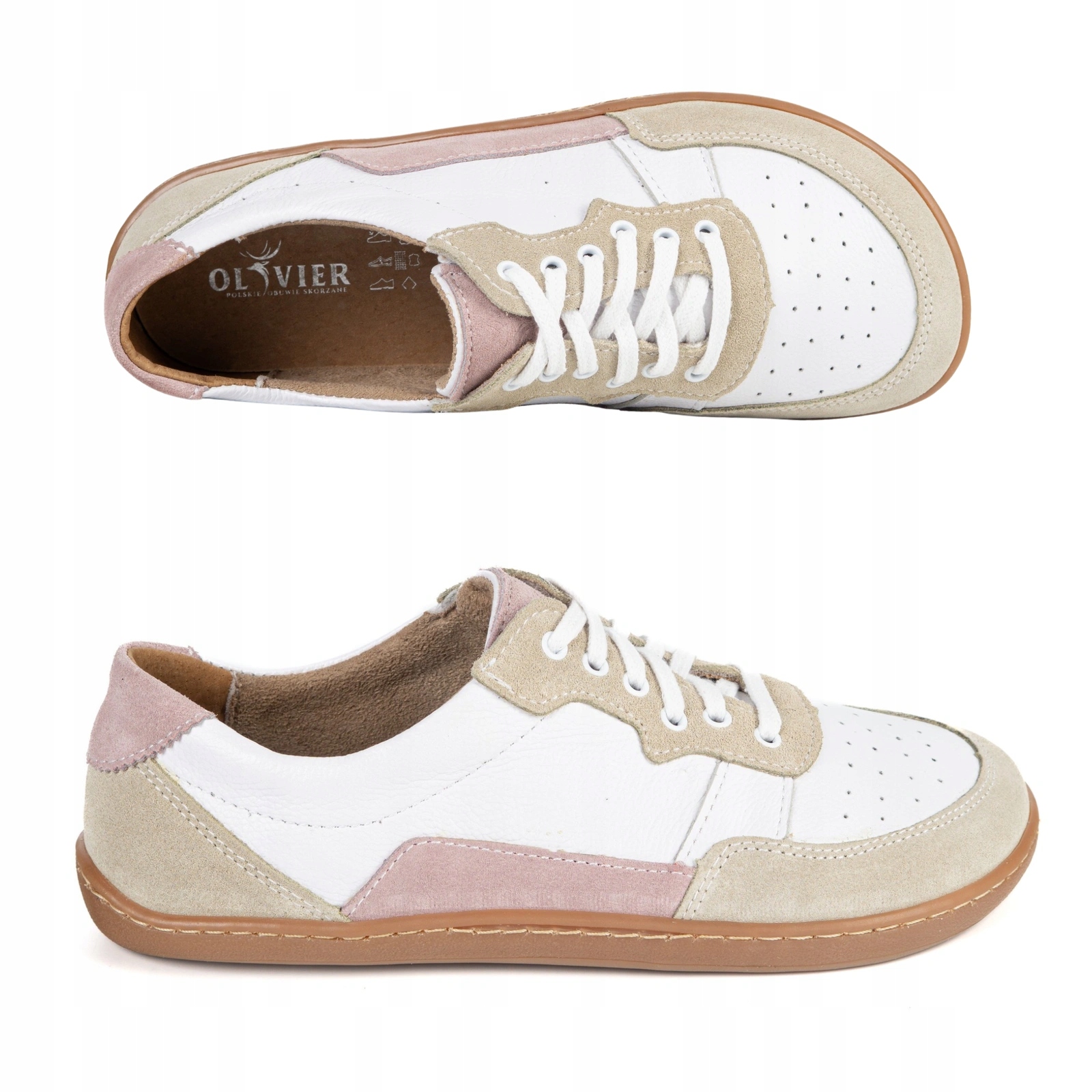 Dámské kožené barefootové boty Alma městské casual zero drop bílé 42