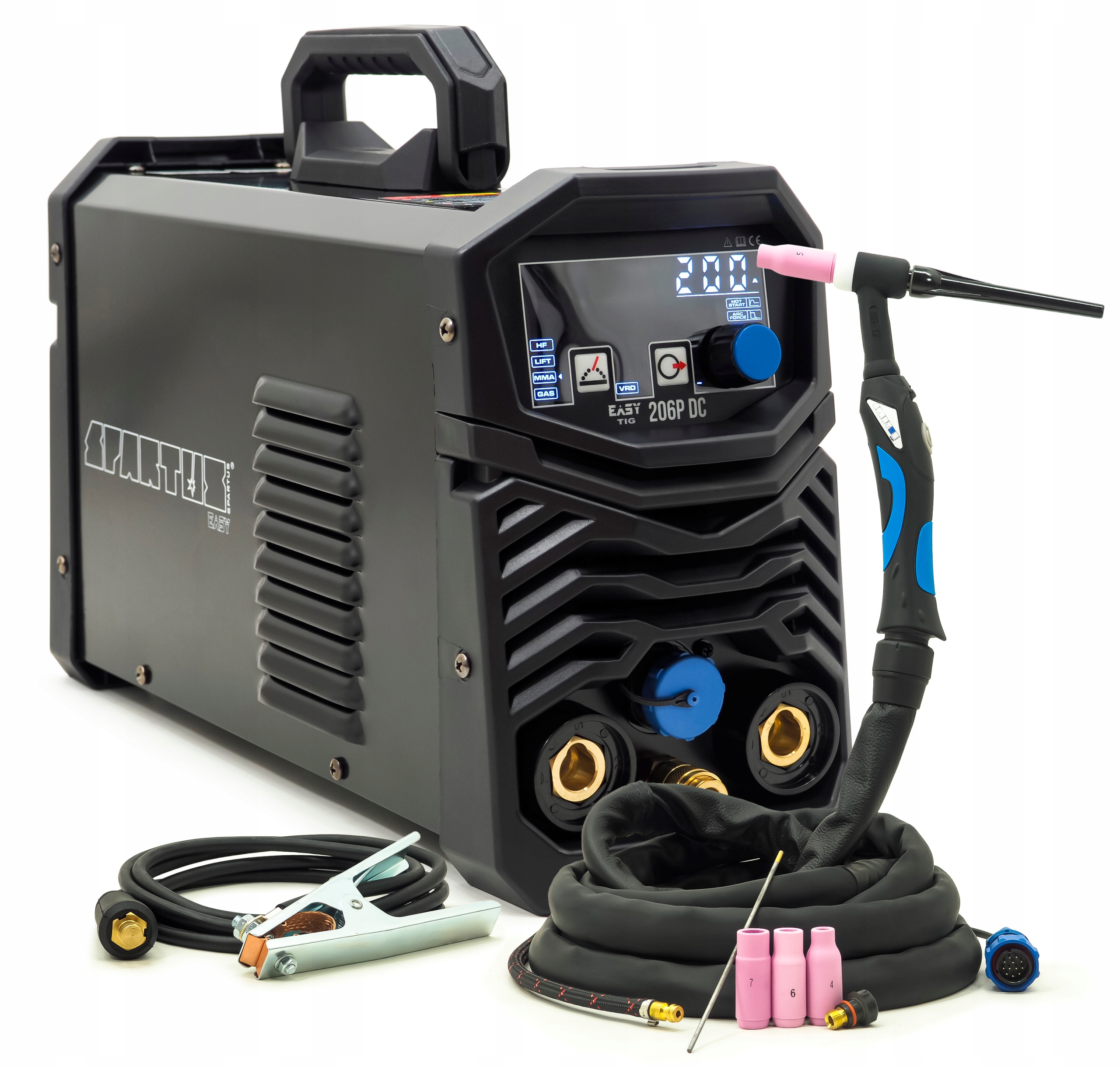 Svařovací stroj Spartus EasyTIG 206P DC držák Spe 17 4 m Tig Mma 230V 200A Hf Lift