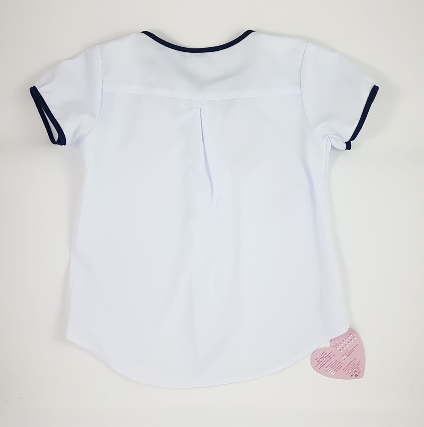 Biała koszula dziewczęca galowa z lamówką 146 cm Rozmiar 146