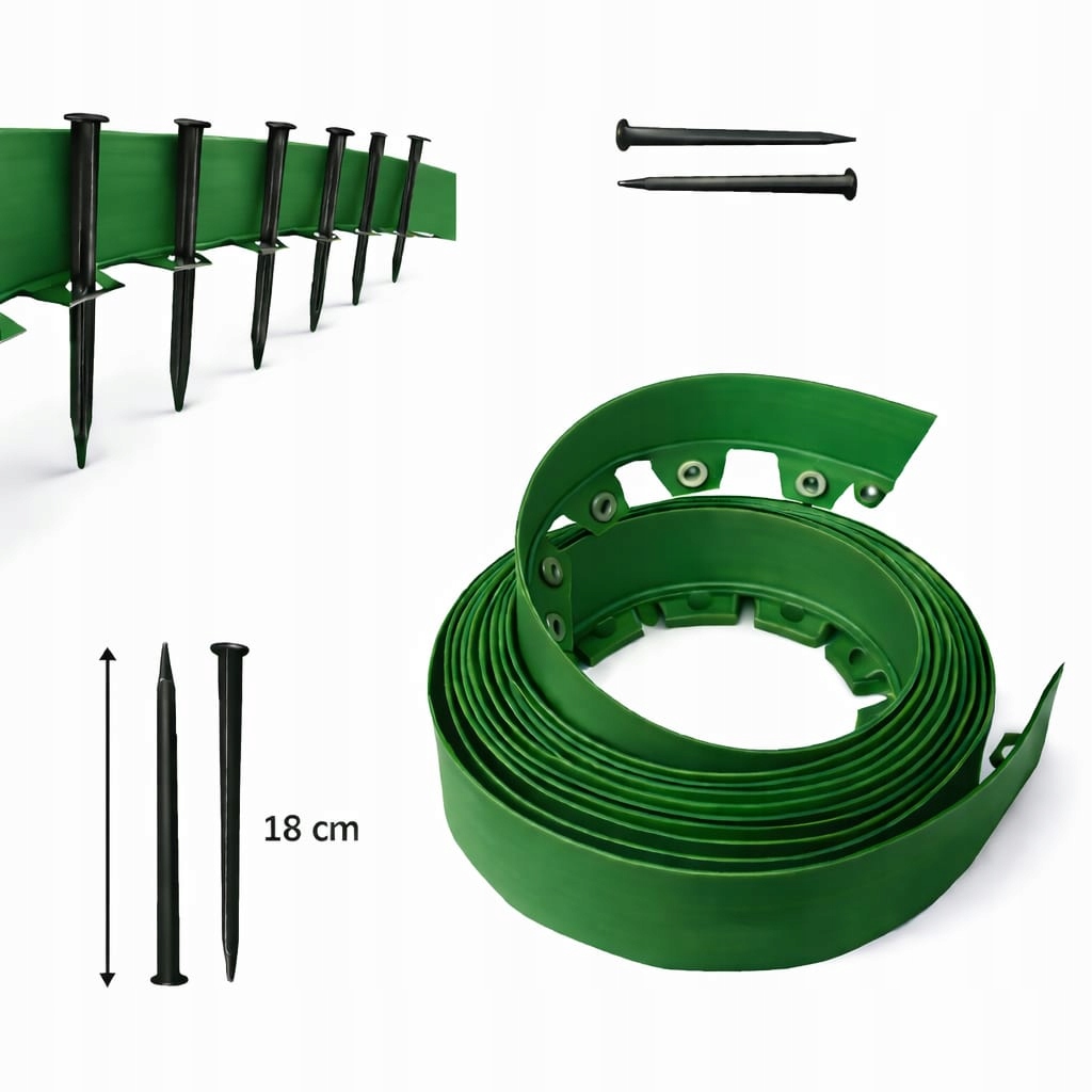 Zahradní Lem Trávníkový 20 m Zelený 10 cm Plast Vysoký